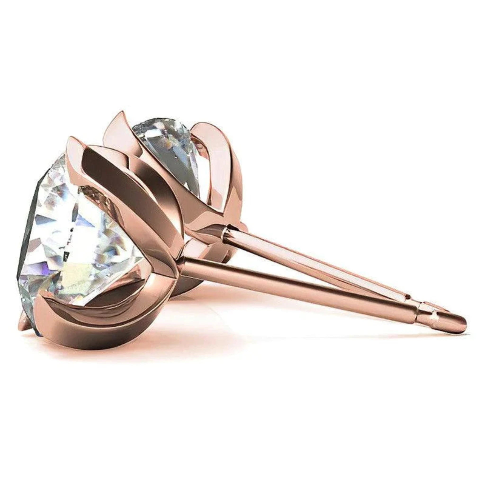 Luxurious Round-Cut Solitaire Studs Rose Gold Silver Brilliance Earring For Woman