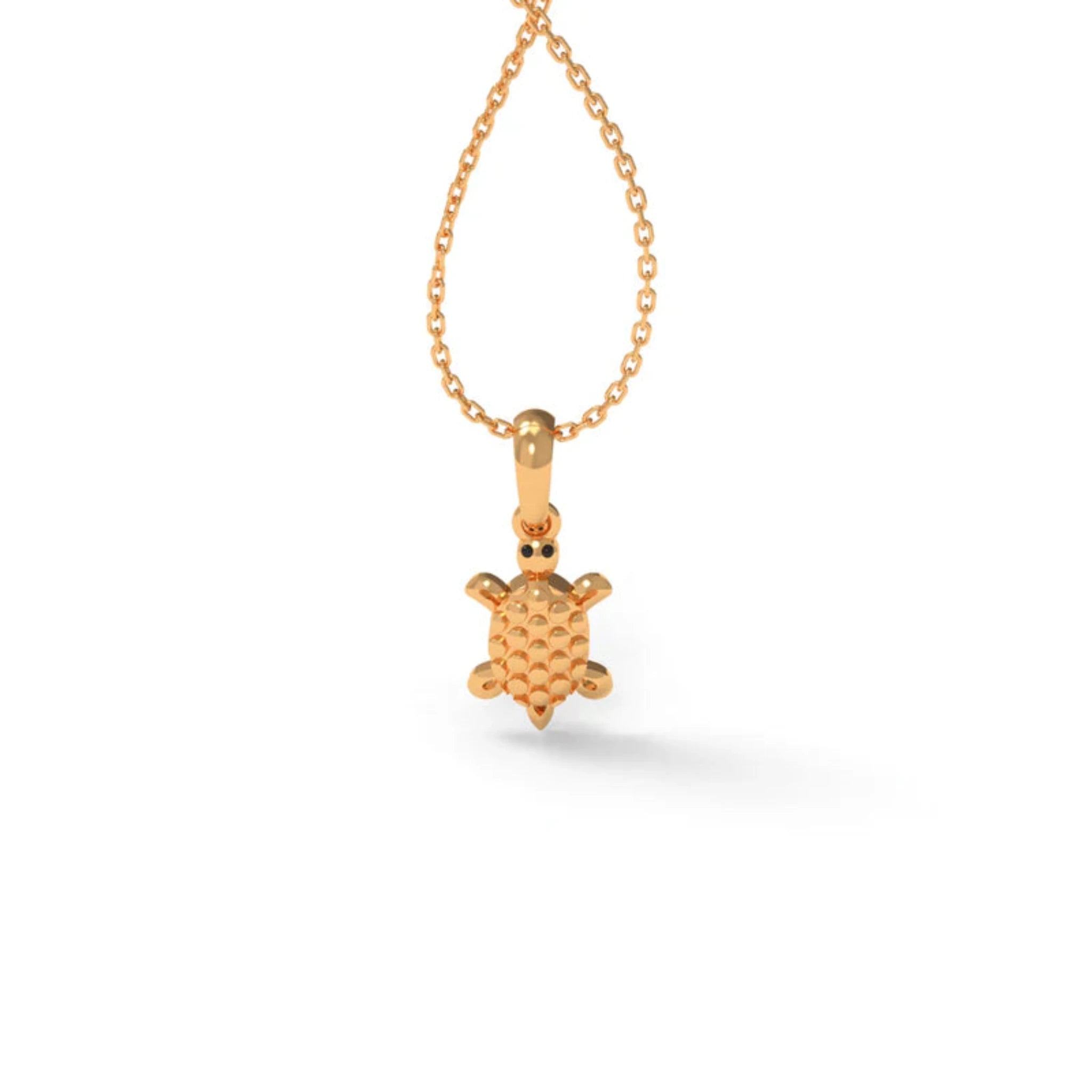 Silver Animal-Themed Inspired Turtle Figure Yellow Gold Pendant For Kids