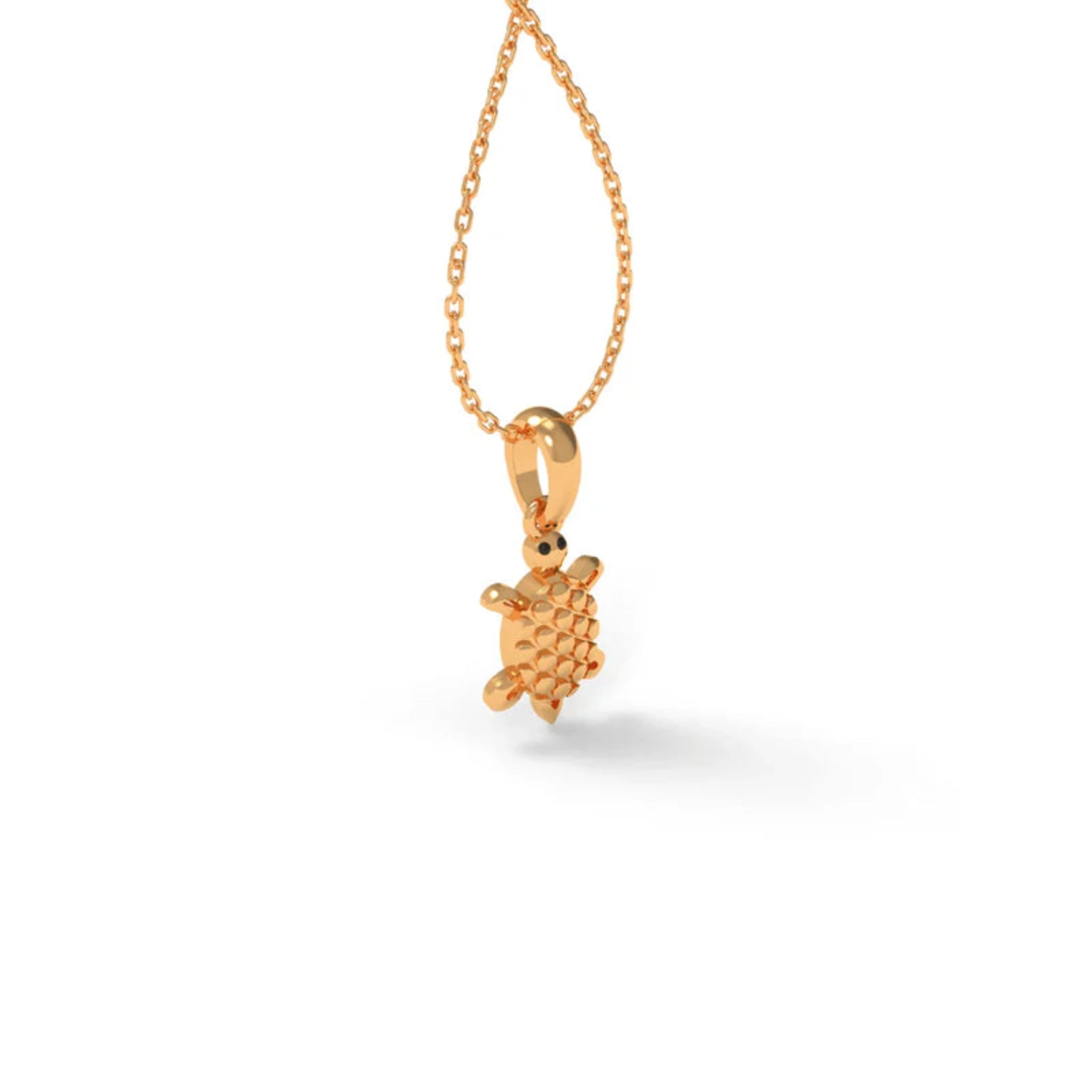 Silver Animal-Themed Inspired Turtle Figure Yellow Gold Pendant For Kids