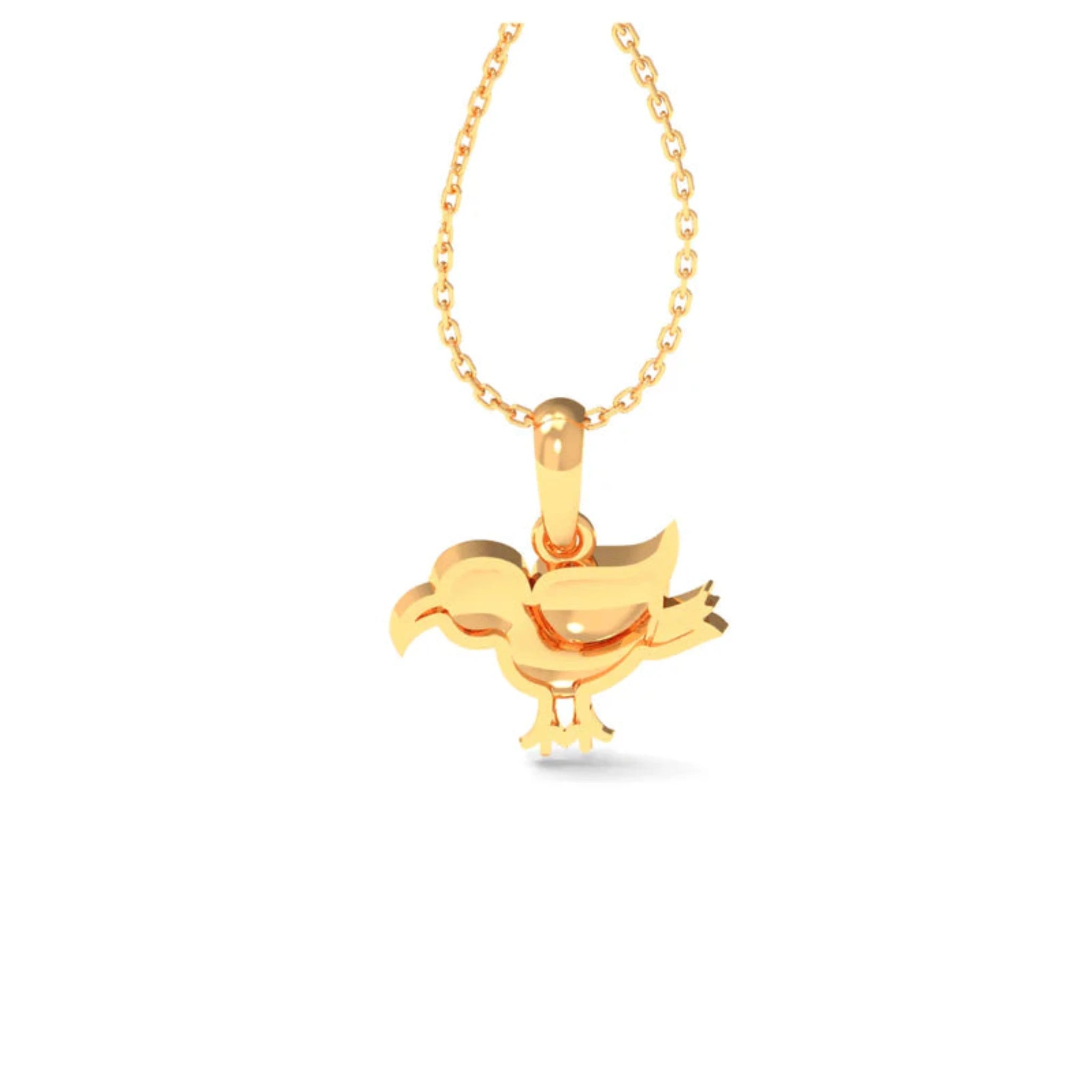 Silver Black AZ Red Wing Enamel Small Bird-Shaped Yellow Gold Pendant For Kids
