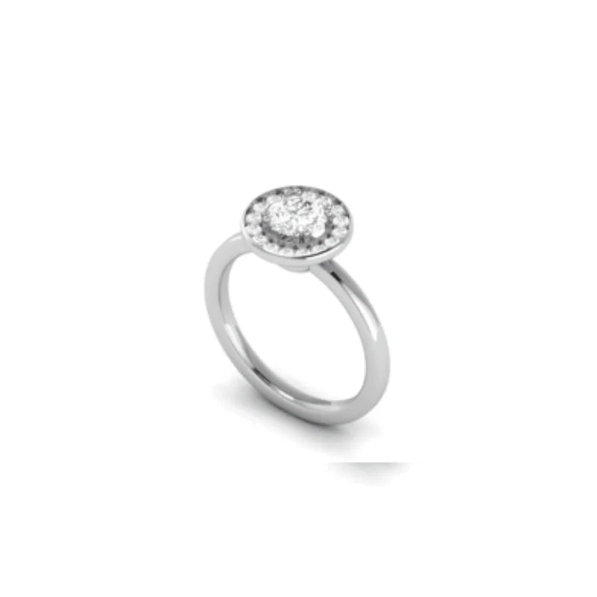 White Gold Adjustable Silver Elegant Halo Style Prong Pave Bridal Ring For Woman
