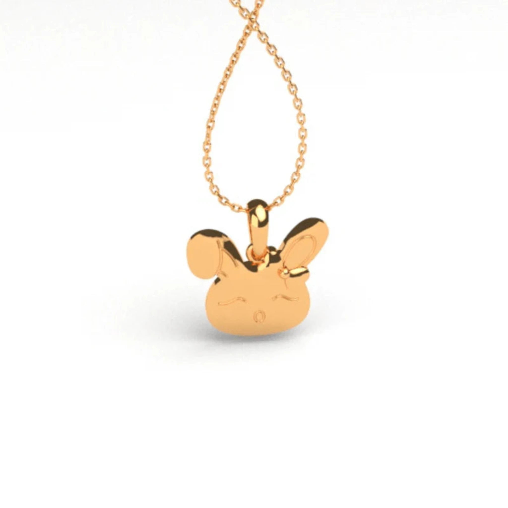 Silver Child Friendly Adorable Playful Bow Bunny Face Yellow Gold Pendant For Kids