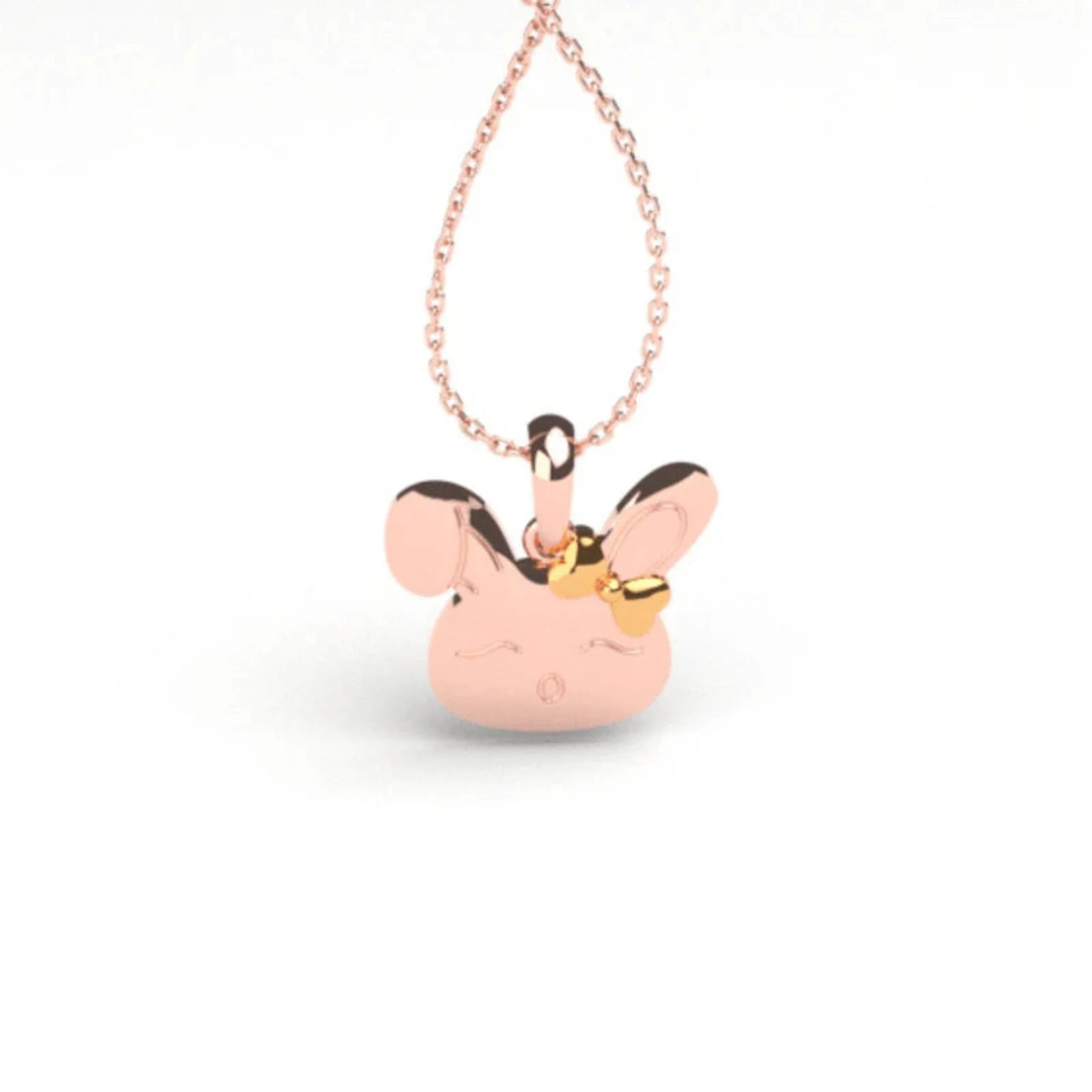 Silver Cute Cartoon Style Kawaii Bunny Rose Gold Pendant For Kids