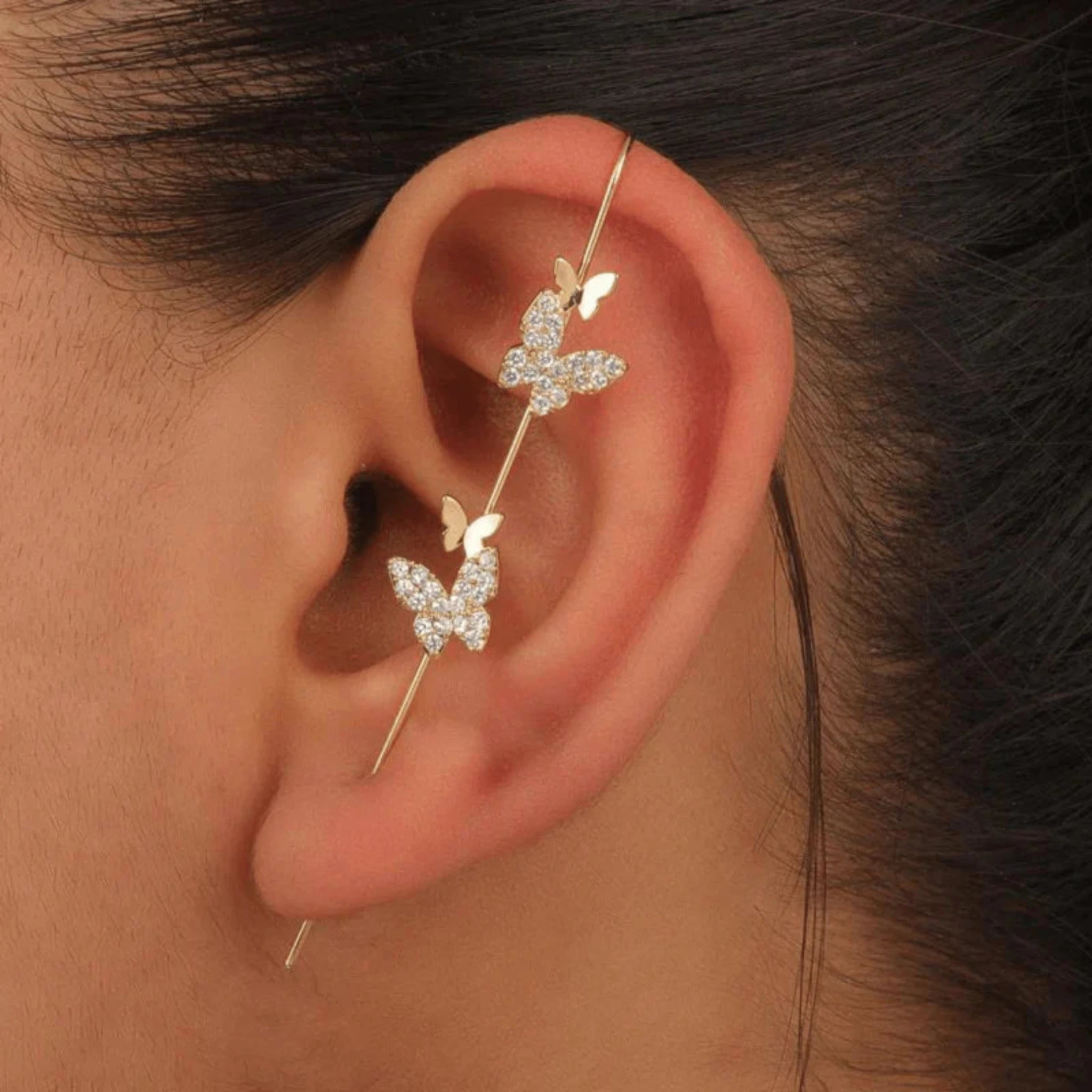 Dainty Butterfly Ear Climber Earrings