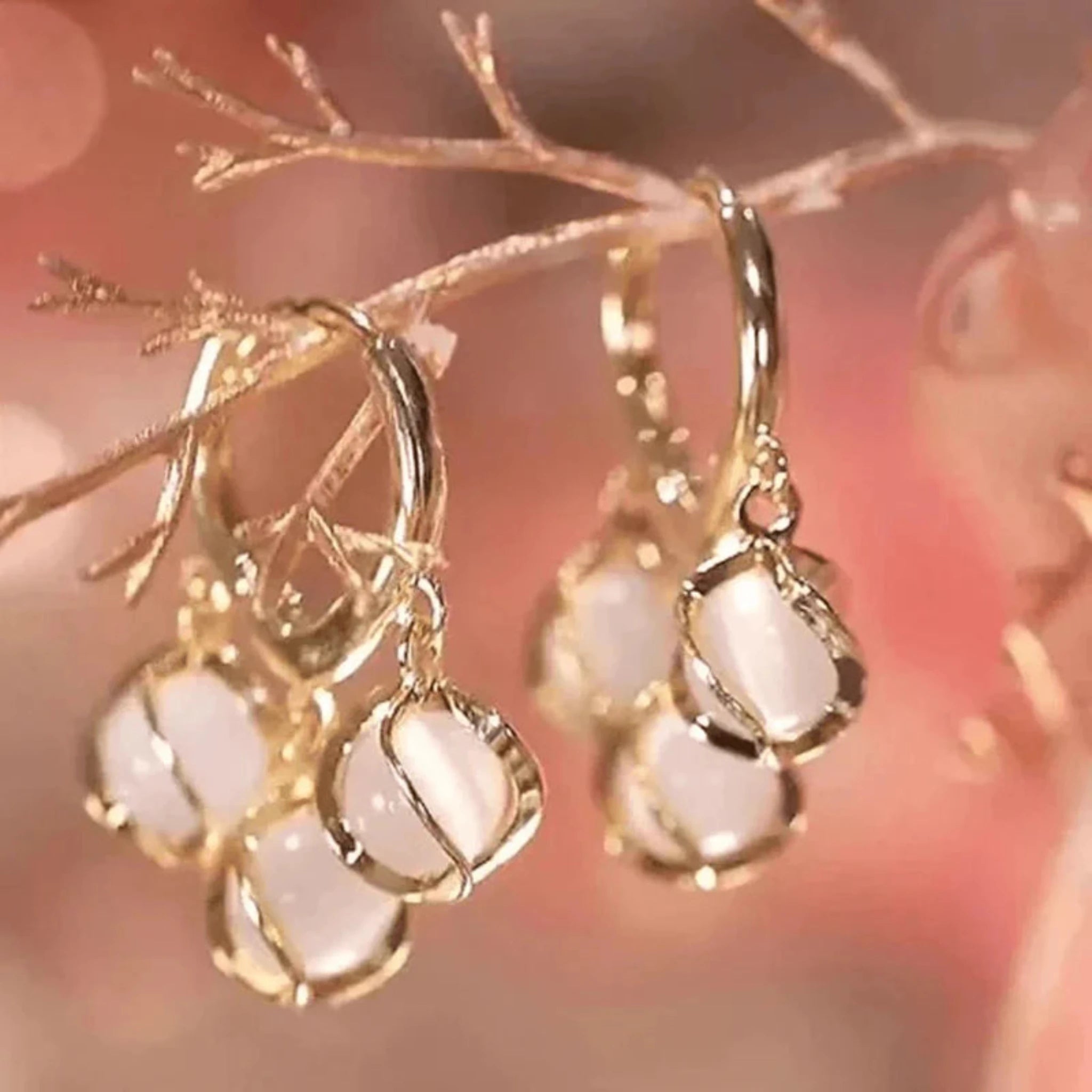 Silver Triple Dangling Hoops Overlapping Loops Yellow Gold Earring For Woman