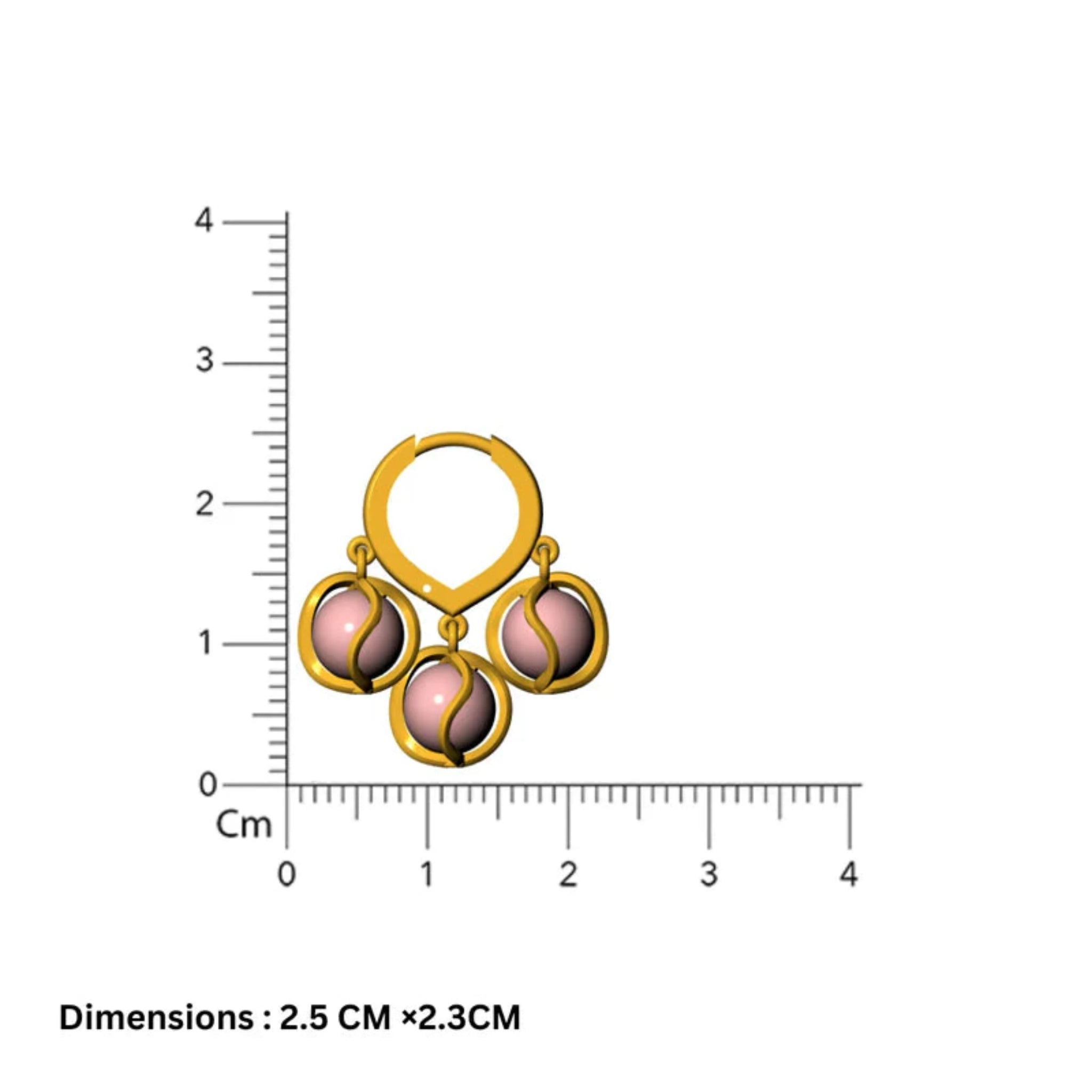 Silver Triple Dangling Hoops Overlapping Loops Yellow Gold Earring For Woman