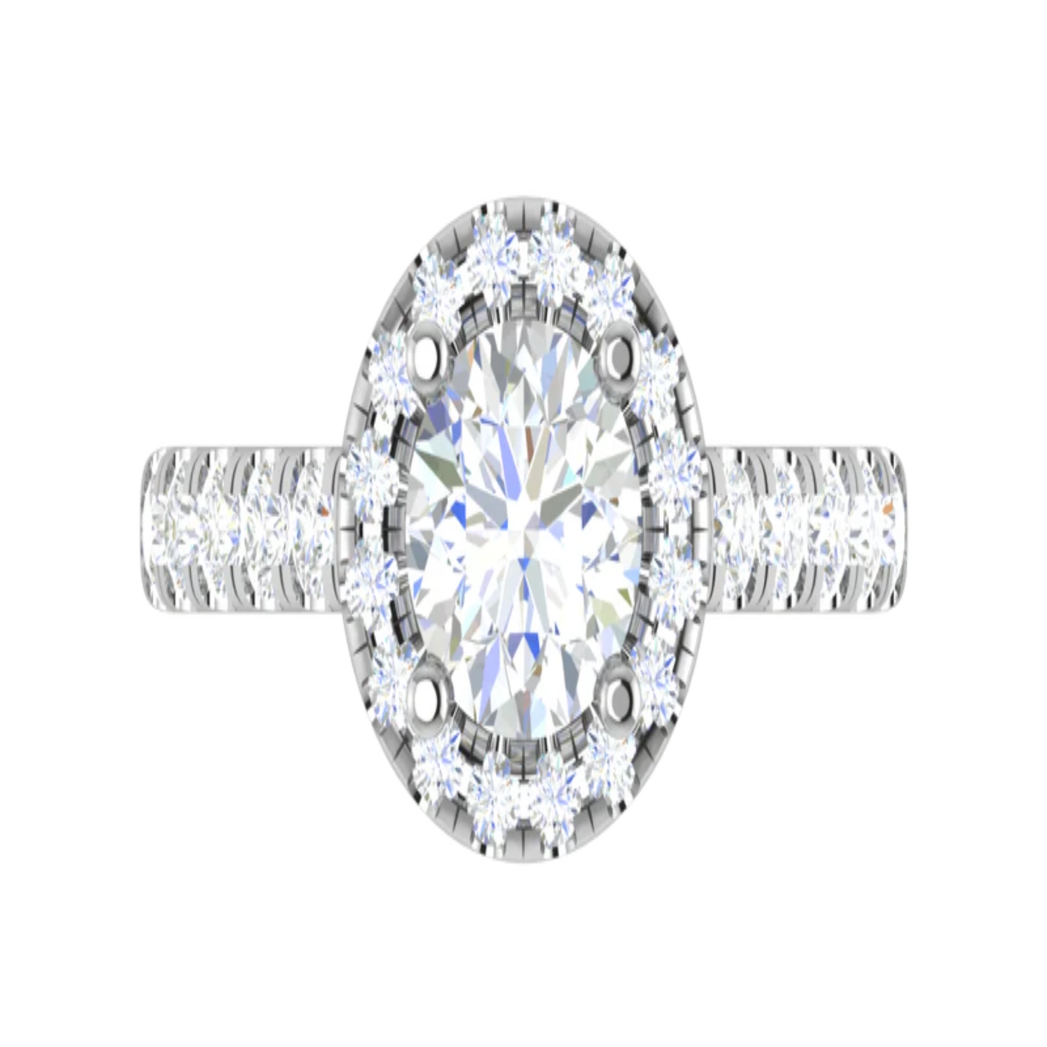 White Gold Adjustable Silver Round Brilliant Halo Diamond Engagement Ring For Woman