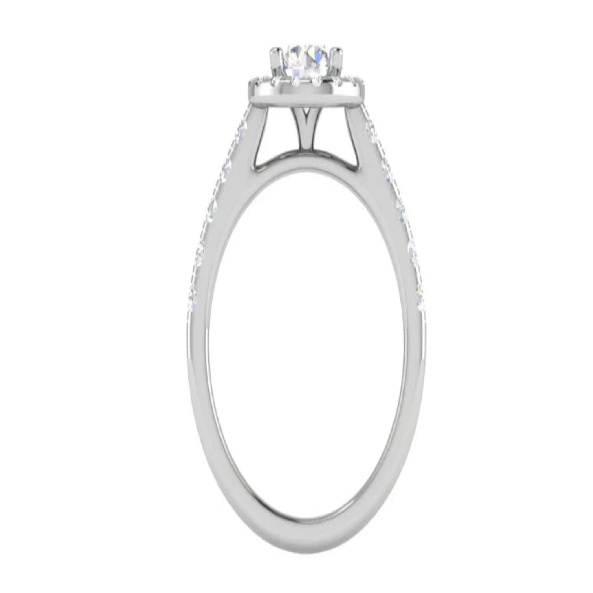 White Gold Adjustable Silver Round Brilliant Halo Diamond Engagement Ring For Woman
