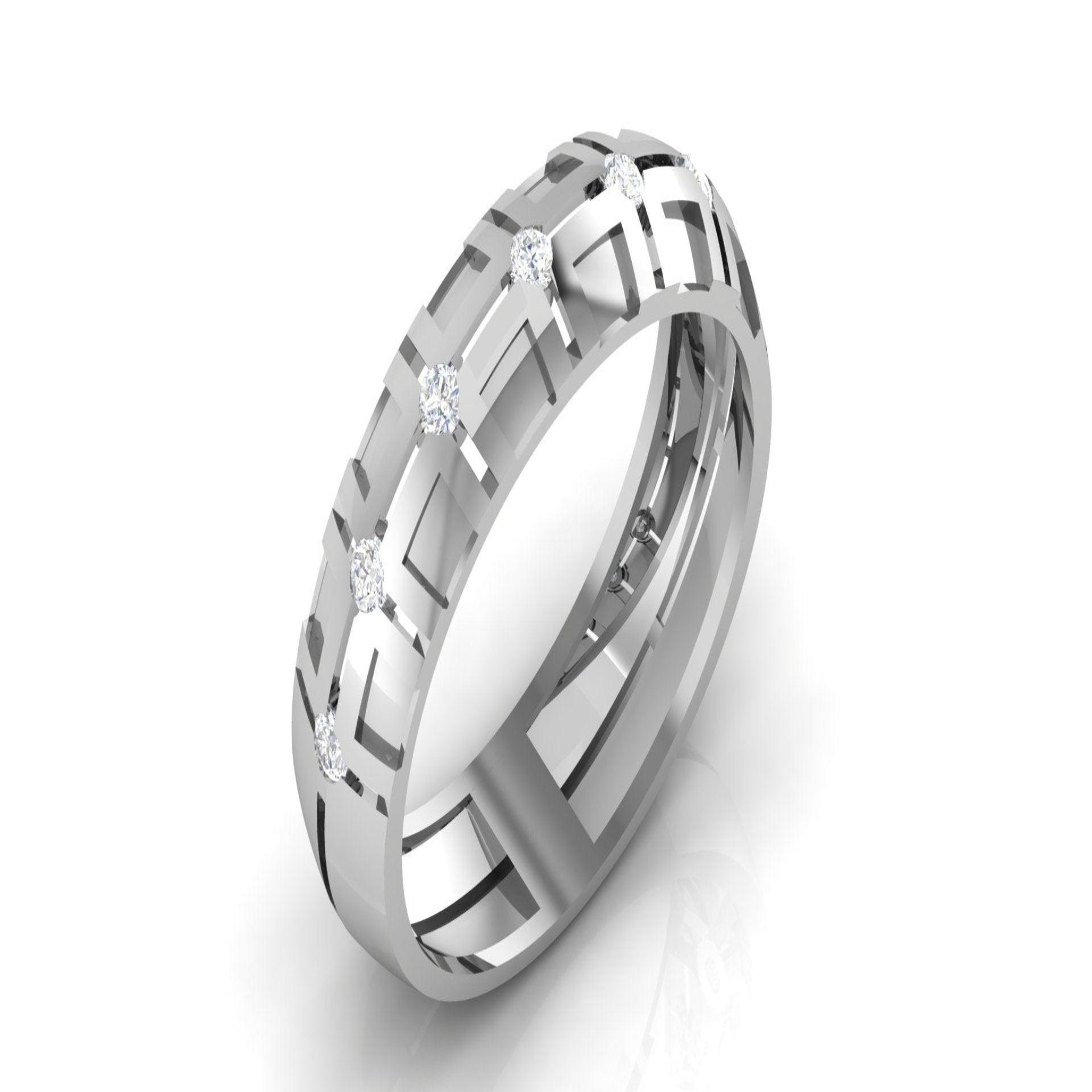 Adjustable Silver White Gold Elegant Geometric Diamond Band For Couple