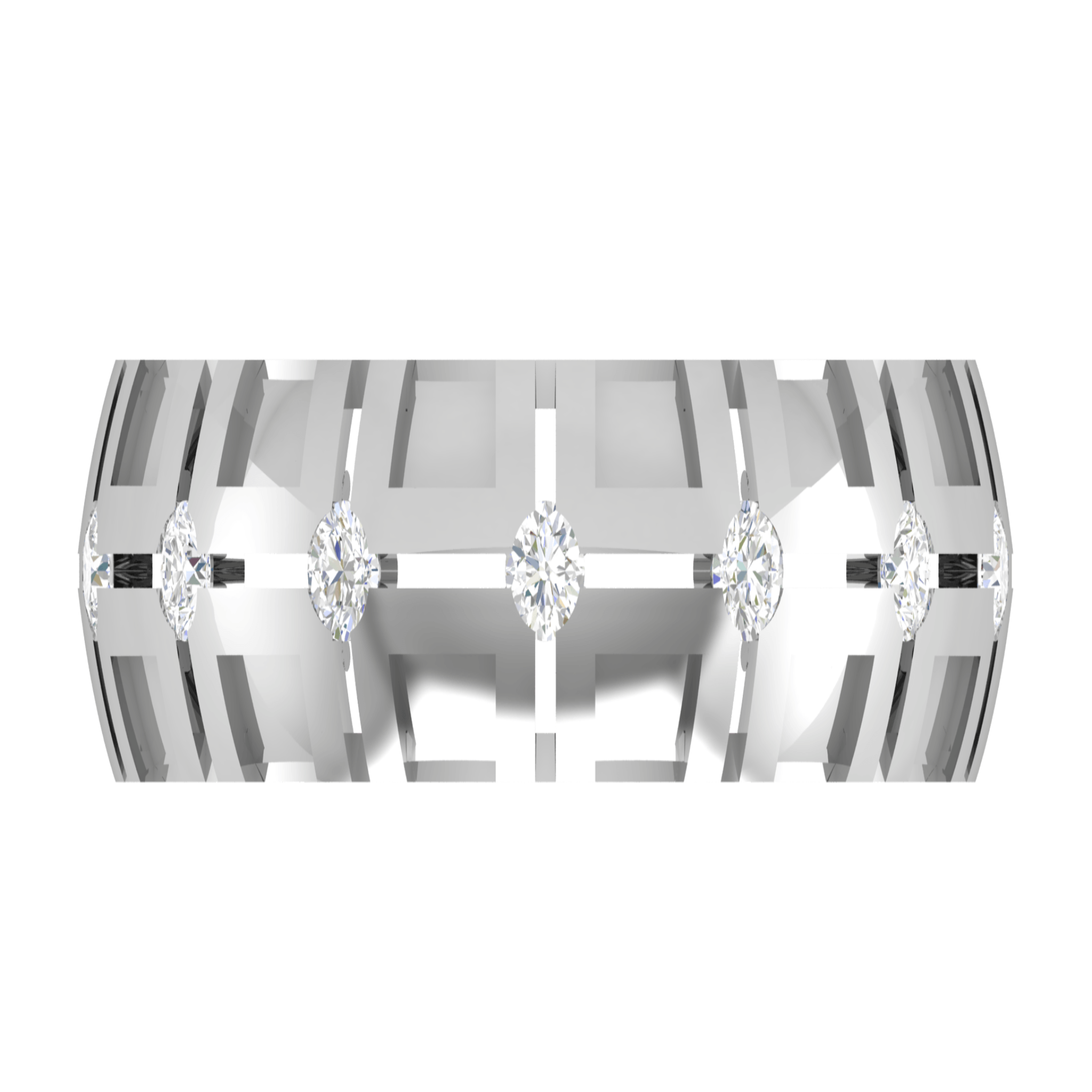 Adjustable Silver White Gold Elegant Geometric Diamond Band For Couple