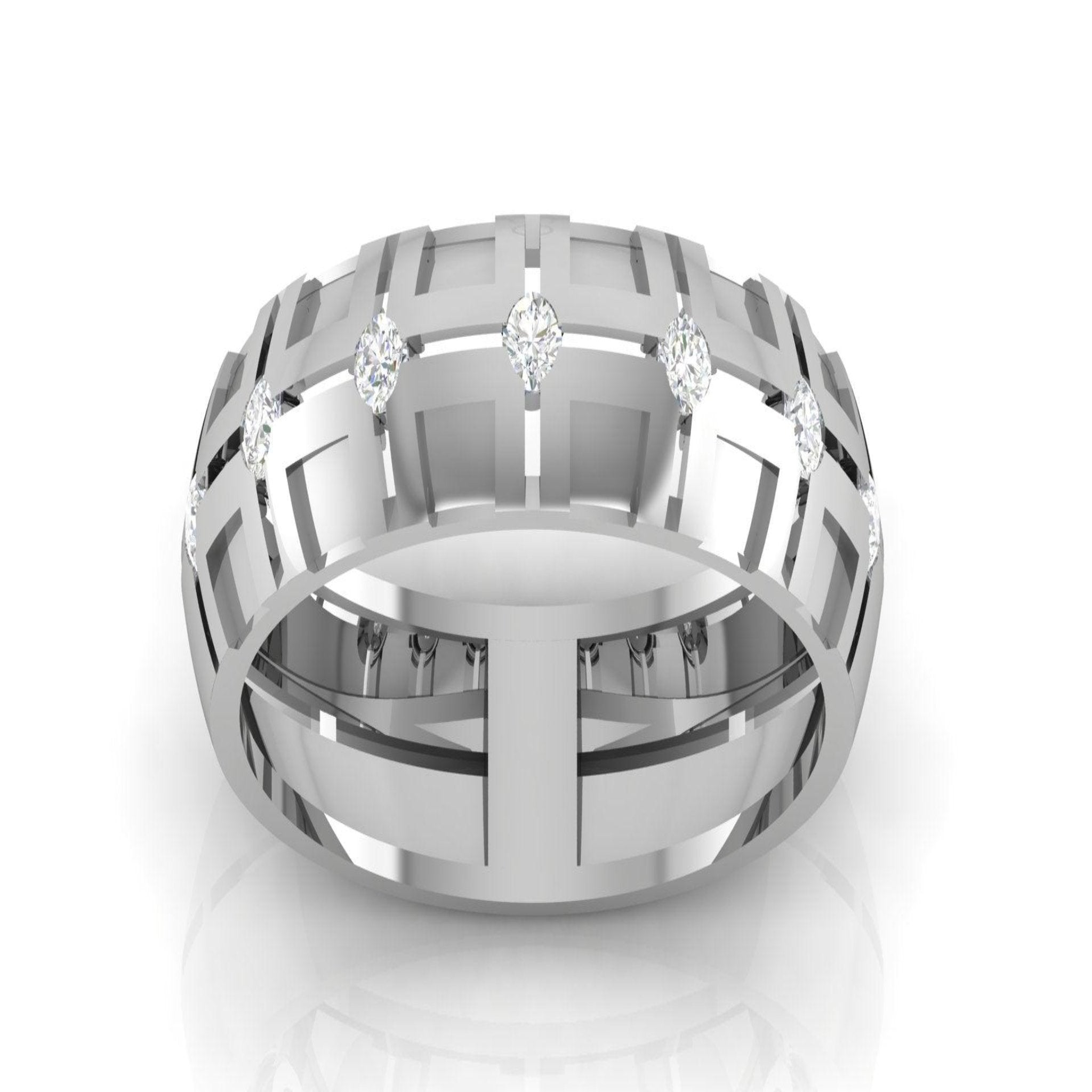 Adjustable Silver White Gold Elegant Geometric Diamond Band For Couple