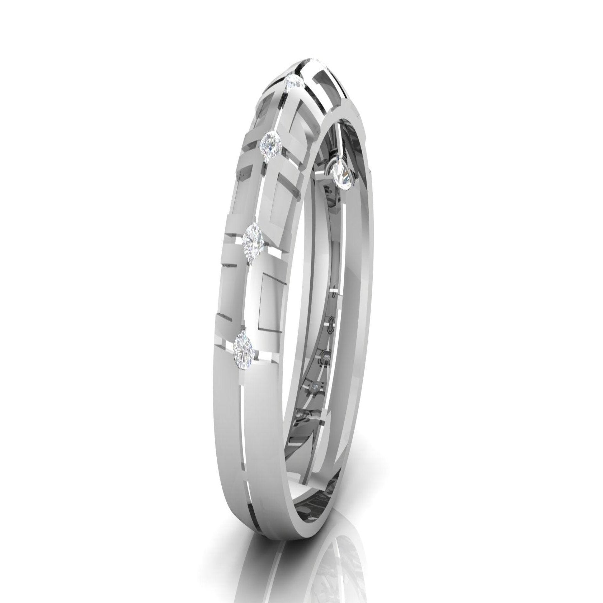 Adjustable Silver White Gold Elegant Geometric Diamond Band For Couple