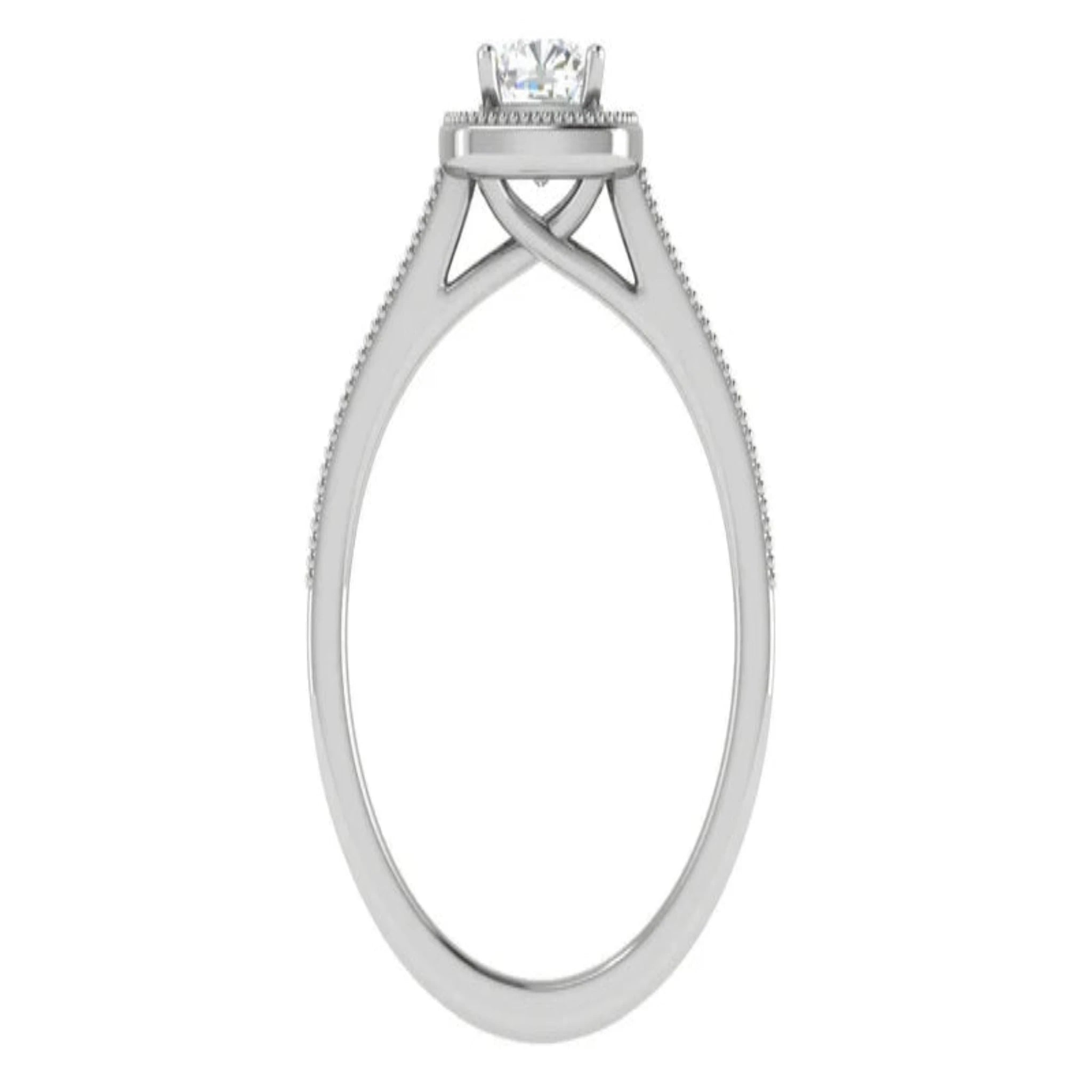 White Gold Adjustable Silver Cushion Halo Vintage Milgrain Luxury Bridal Ring For Woman