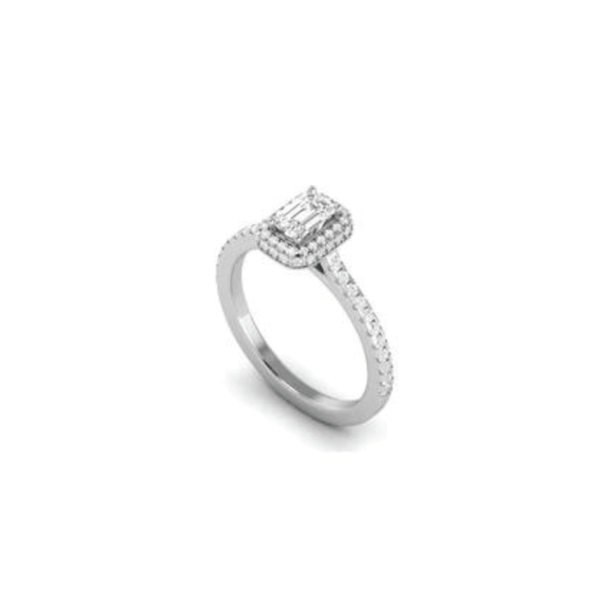 Emerald Cut White Gold Adjustable Silver Stunning Ring For Women