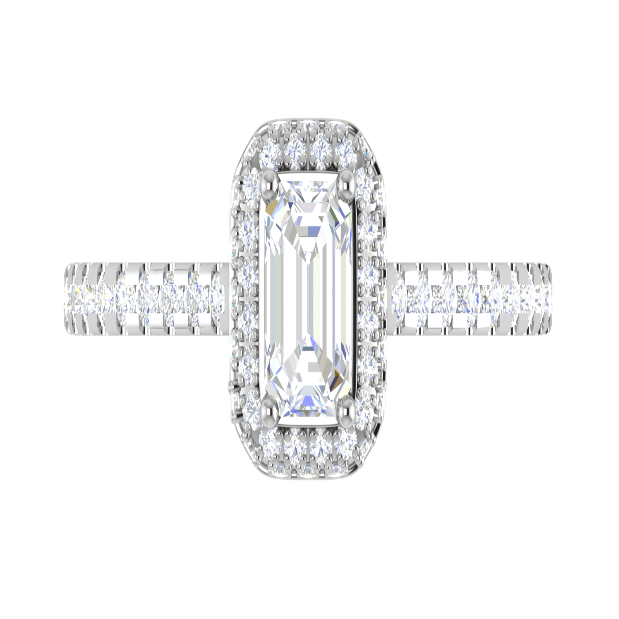 Emerald Cut White Gold Adjustable Silver Stunning Ring For Women