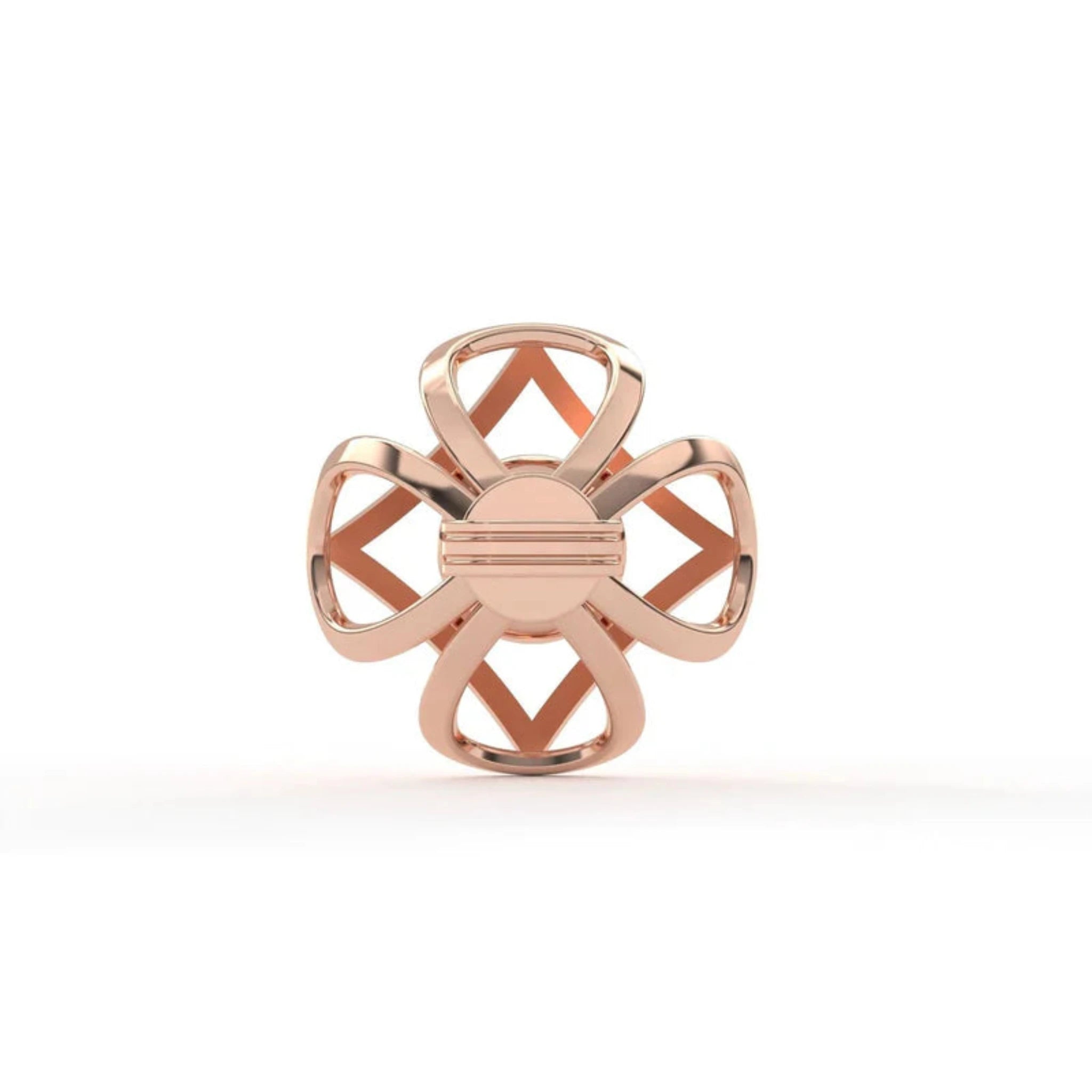 Rose Gold Adjustable Silver Interwoven Round Stud Earring For Woman