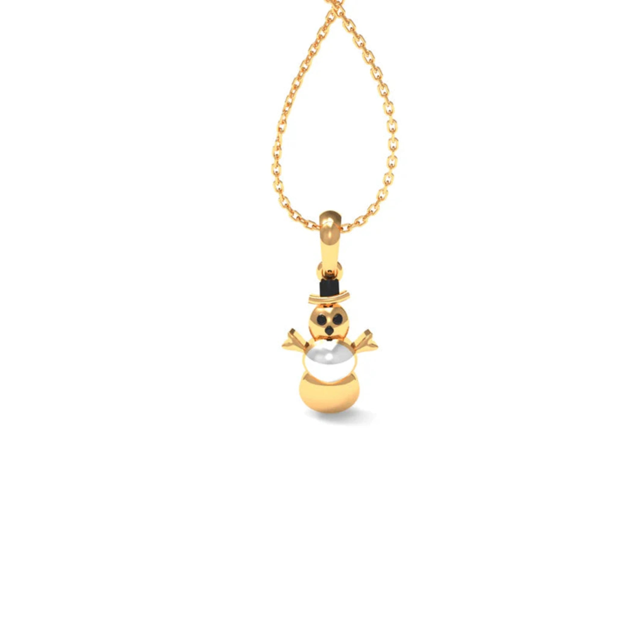Black AZ Silver Yellow Gold Tiny Frosty Snowman Charm Pendant For Kids