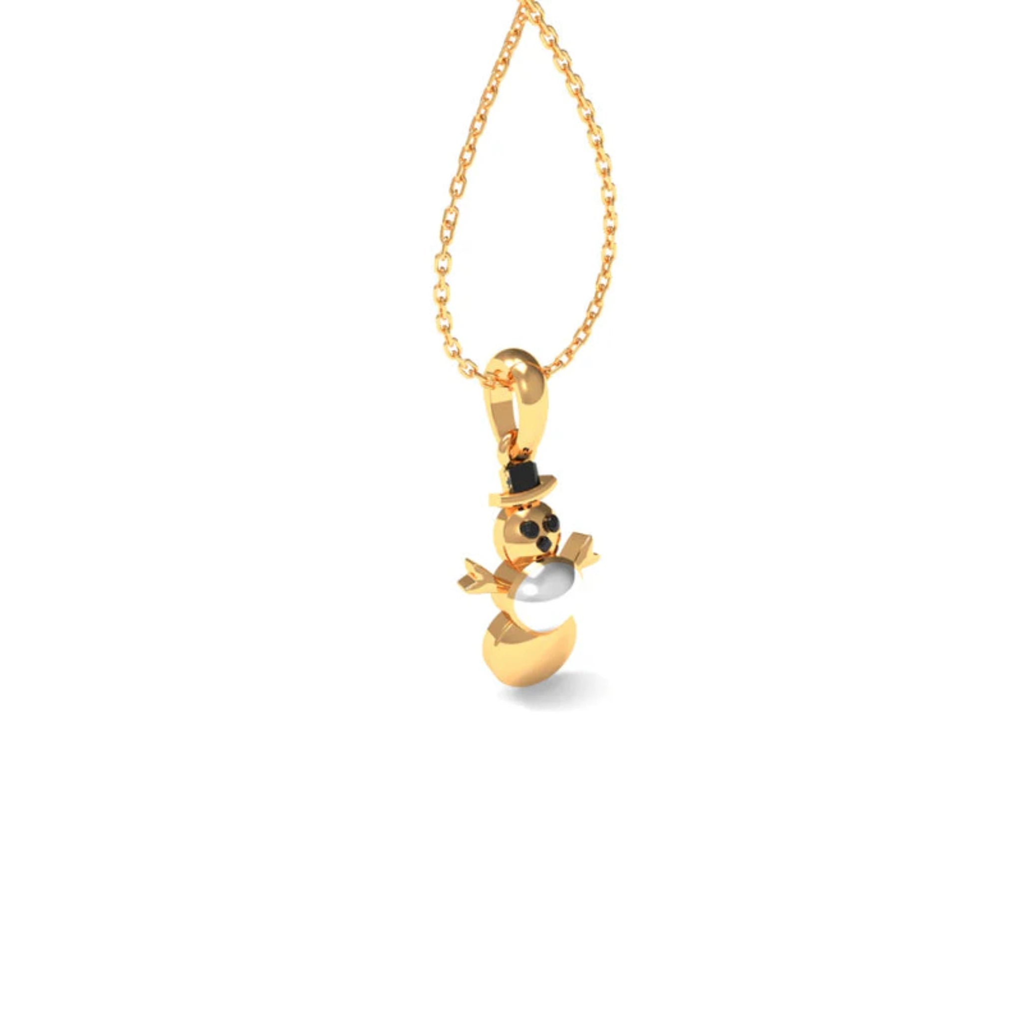 Black AZ Silver Yellow Gold Tiny Frosty Snowman Charm Pendant For Kids