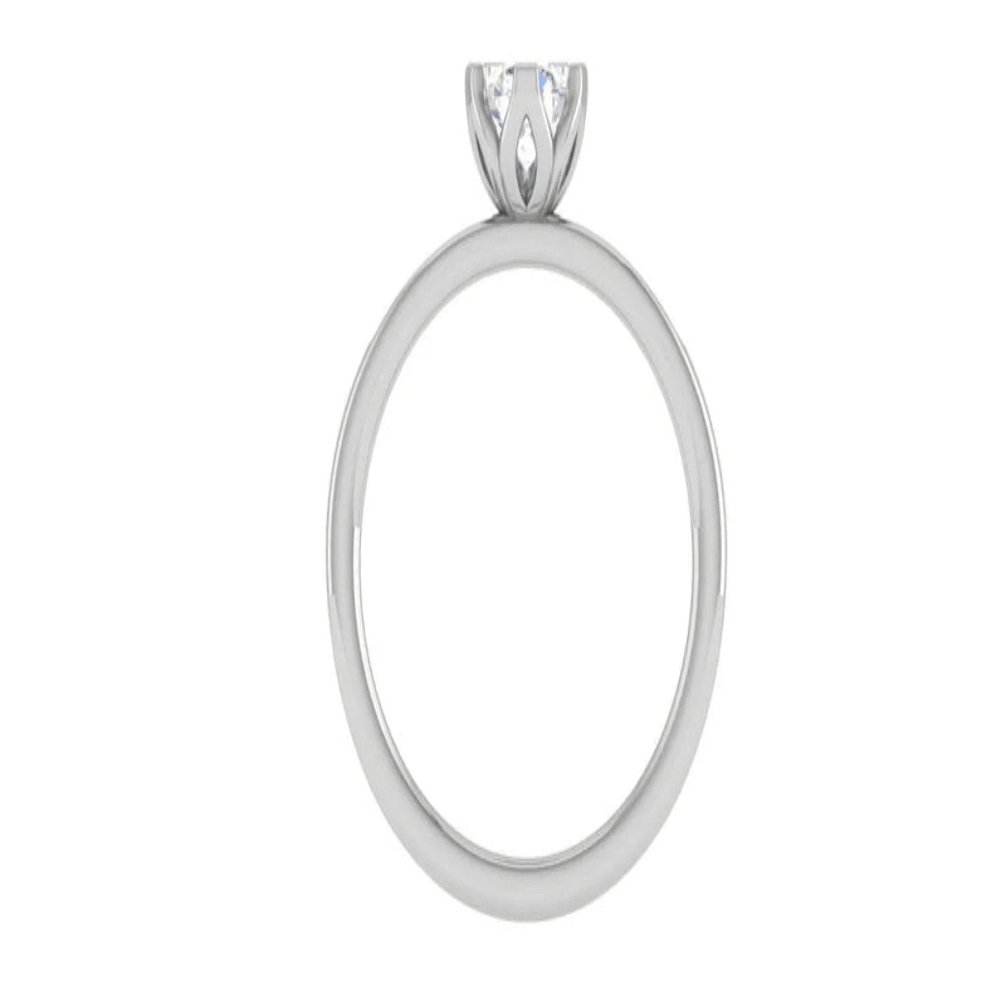White Gold Adjustable Silver Accent Solitaire Ring For Woman