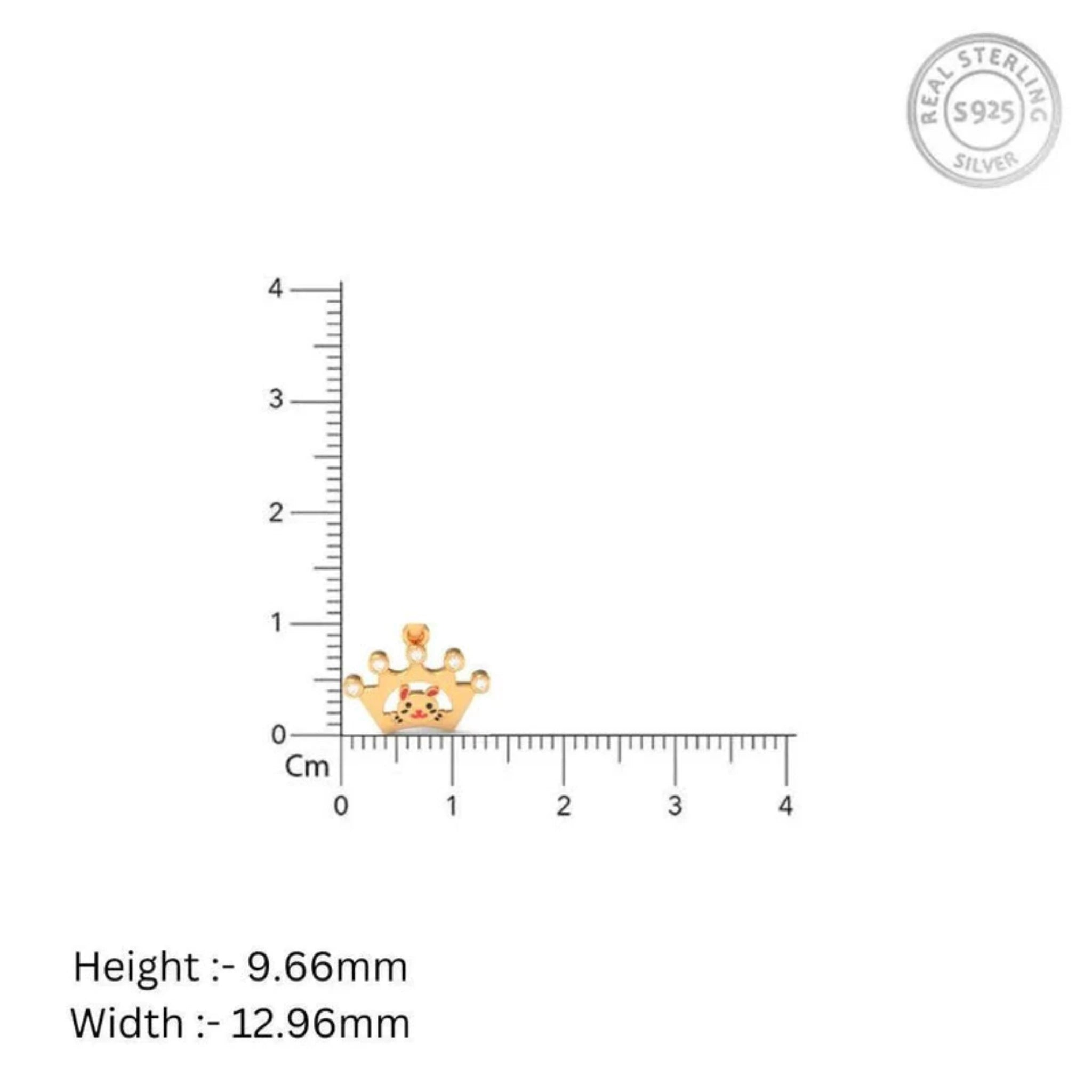 Diamond Accents Silver Yellow Gold Dainty Crown Pendant For Kids