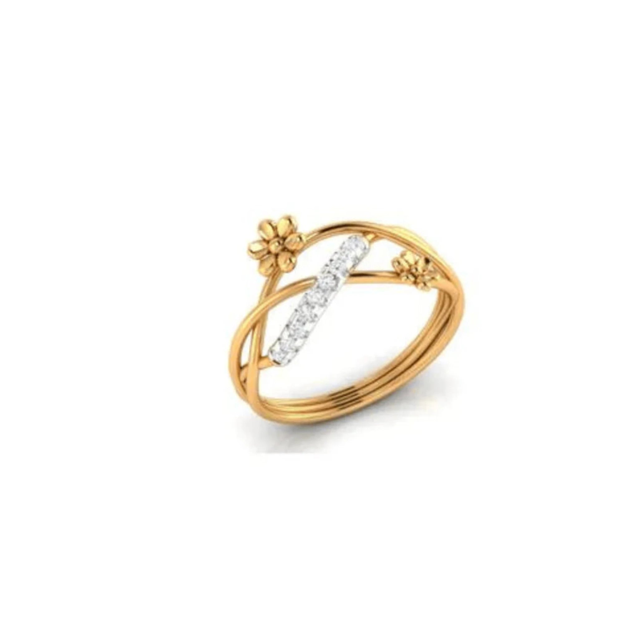 Yellow Gold Adjustable Silver Elegant Open Infinity Twist Intertwined Duo Floral Ring For Woman