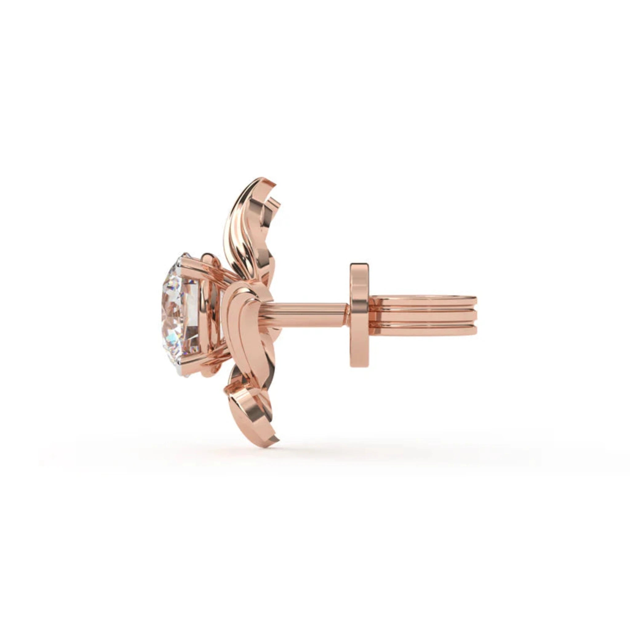 Rose Gold Adjustable Silver Flowerettes Stud Earring For Woman