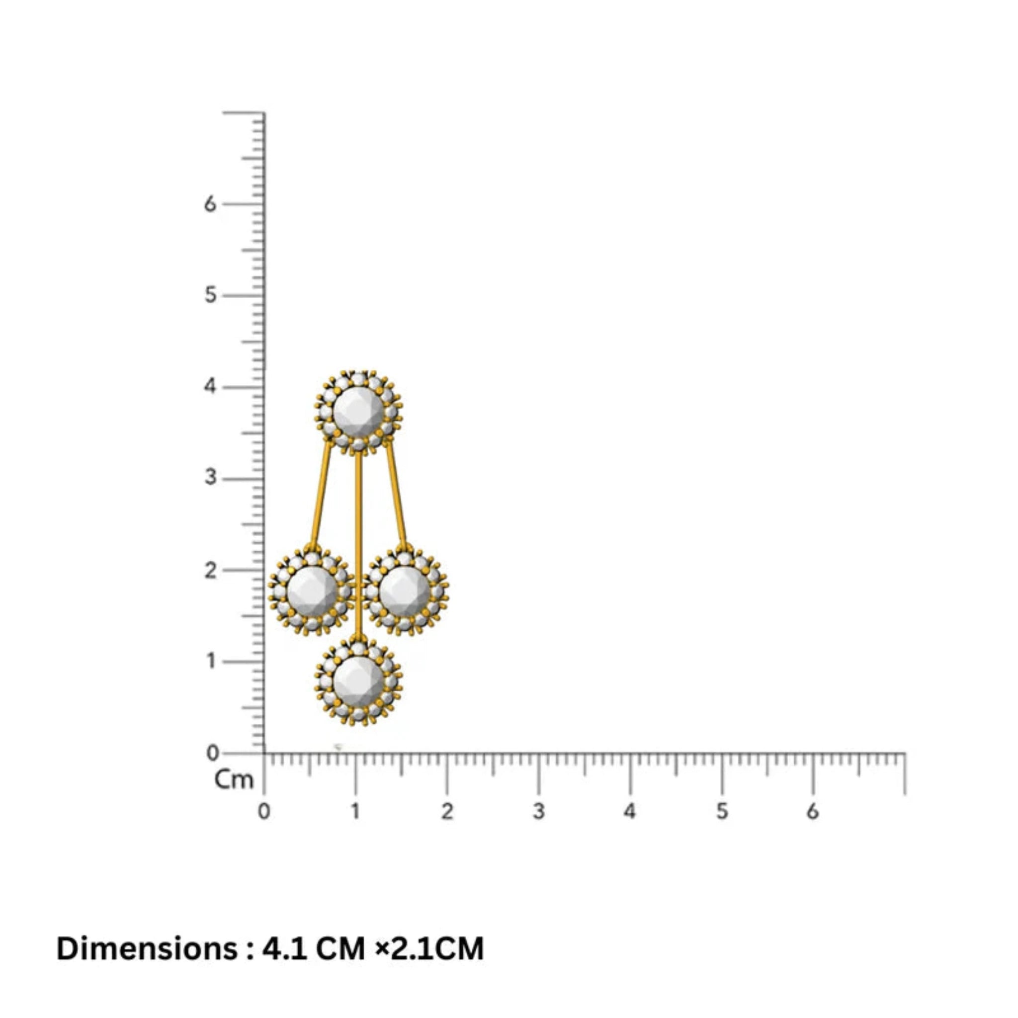 Silver Multi-Stone 3-Tier Dangle Floral Cascade Yellow Gold Earring For Woman