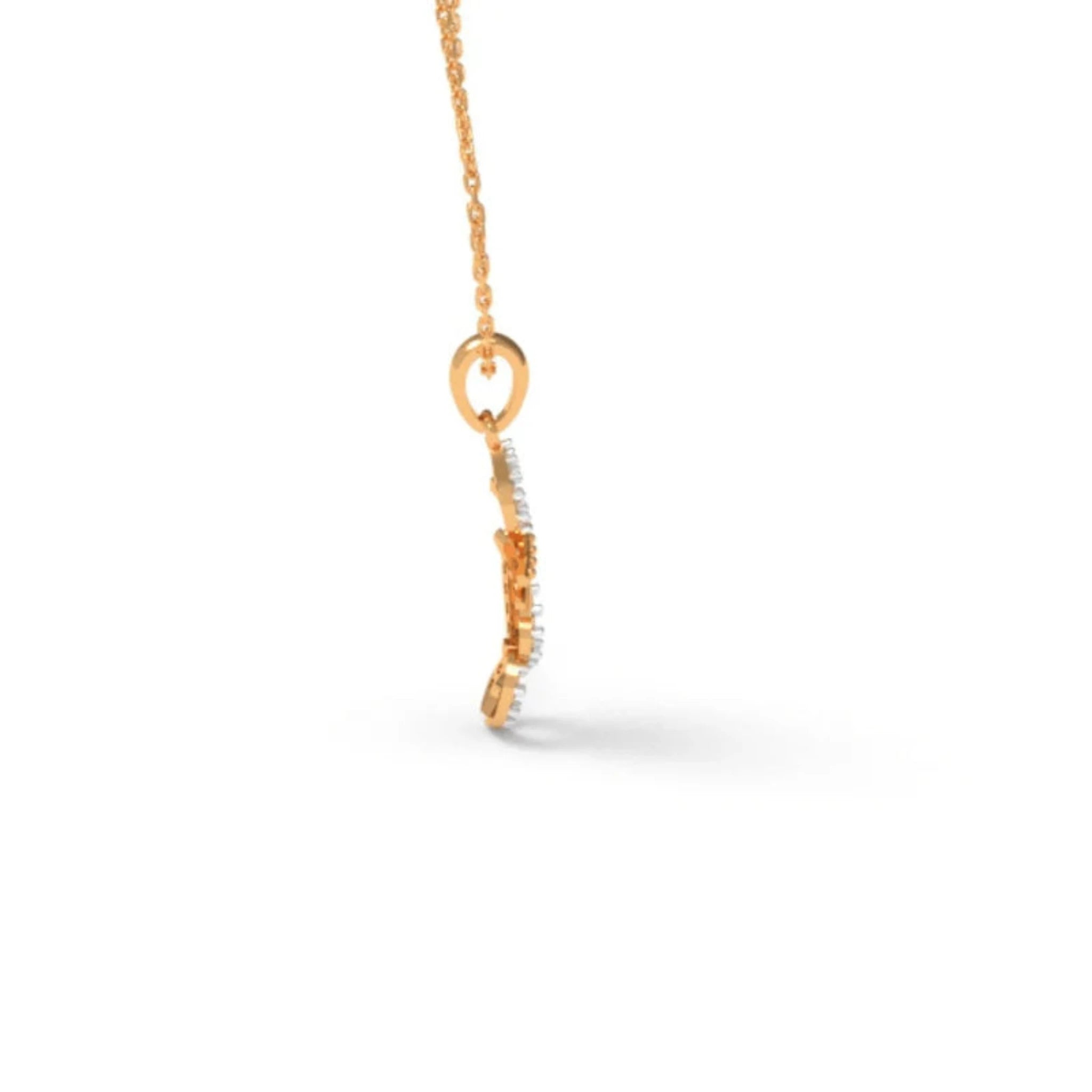 Tiny Pave Encrusted Silver Yellow Gold Krishna Flute Pendant for Kids