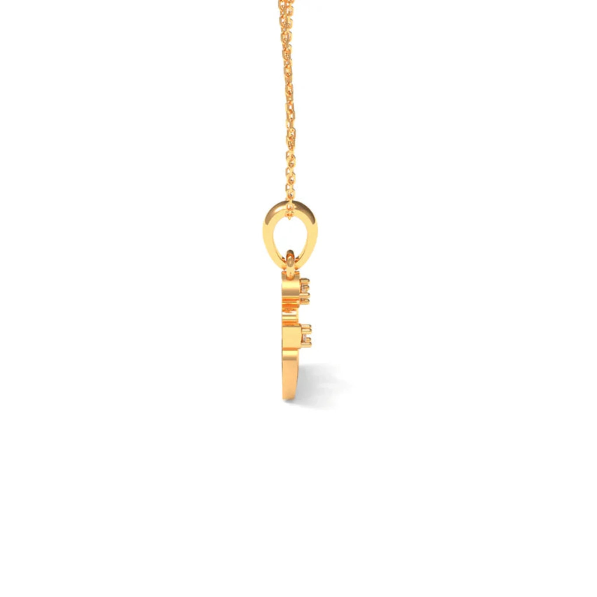 Silver Ornate Cutout Royal Crown Style Yellow Gold Pendant For Kids