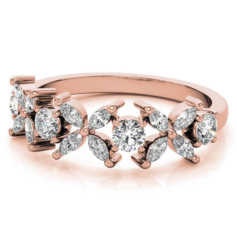 925 Sterling Silver "Marquise Blossom" Women's Band - Auory