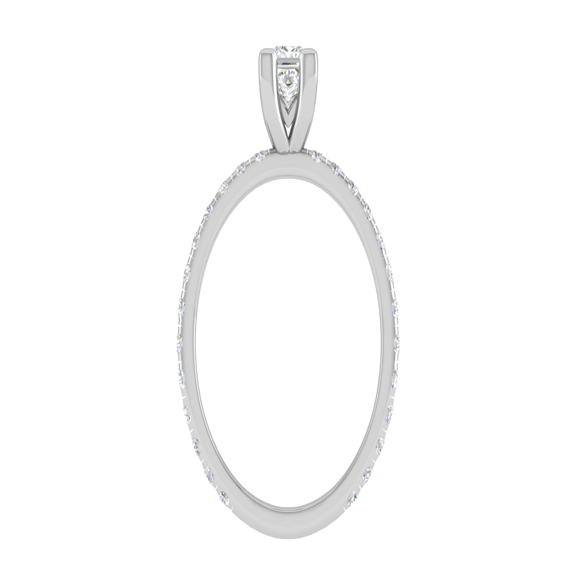 Square-Cut Diamond White Gold Adjustable Silver Elegant Ring For Women