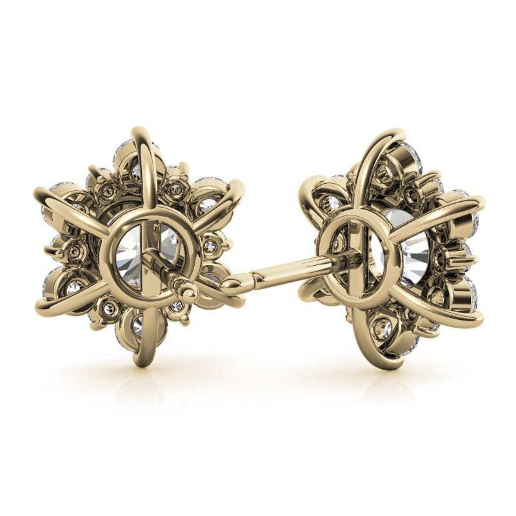 Elegant Floral Snowflake Yellow Gold Silver Diamond Simulant Earring For Woman
