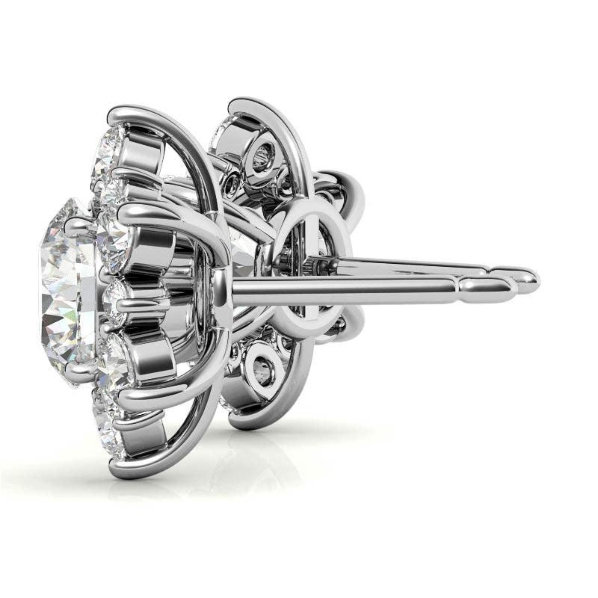 Radiant Floral Snowflake White Gold Silver Diamond Simulant Earring For Woman