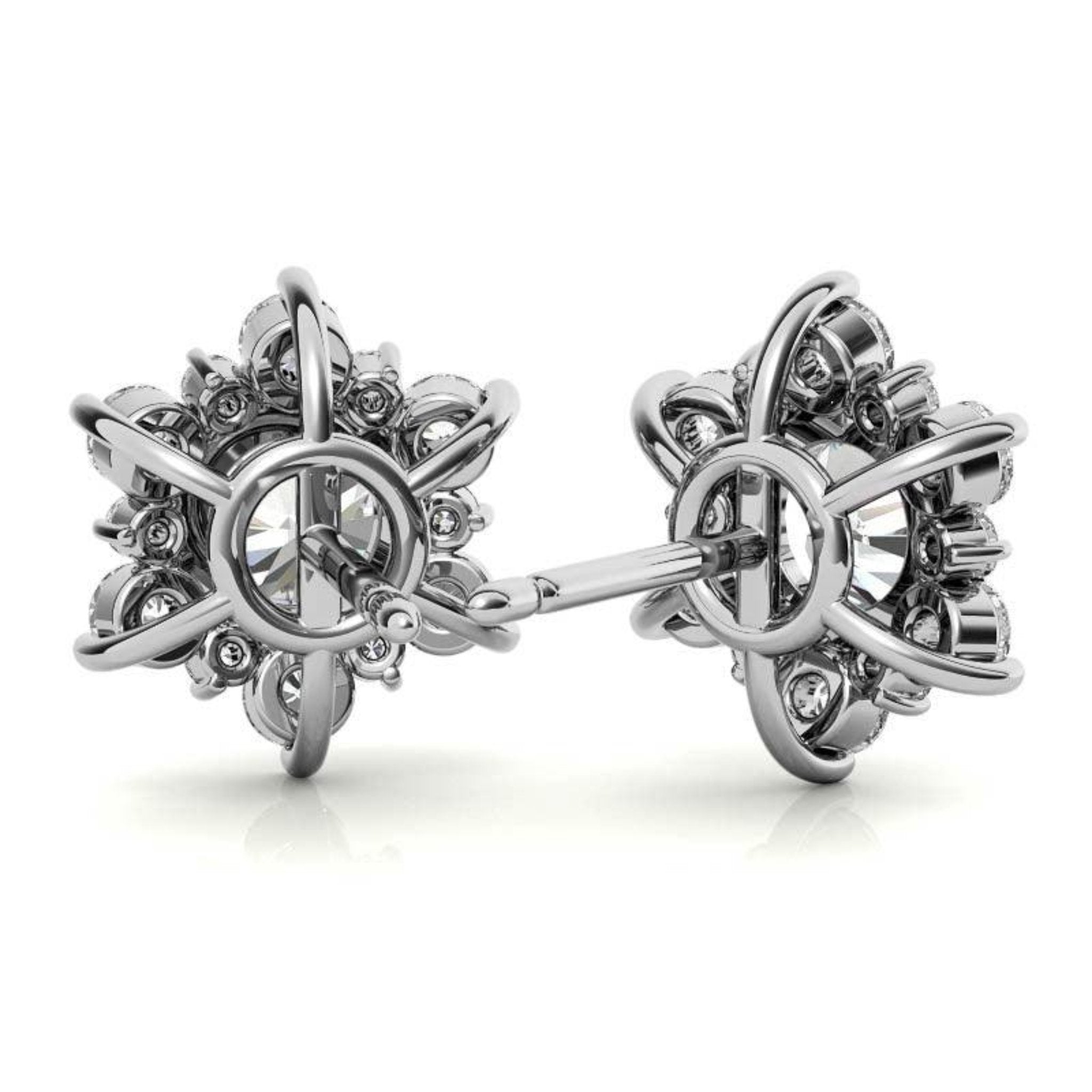 Radiant Floral Snowflake White Gold Silver Diamond Simulant Earring For Woman