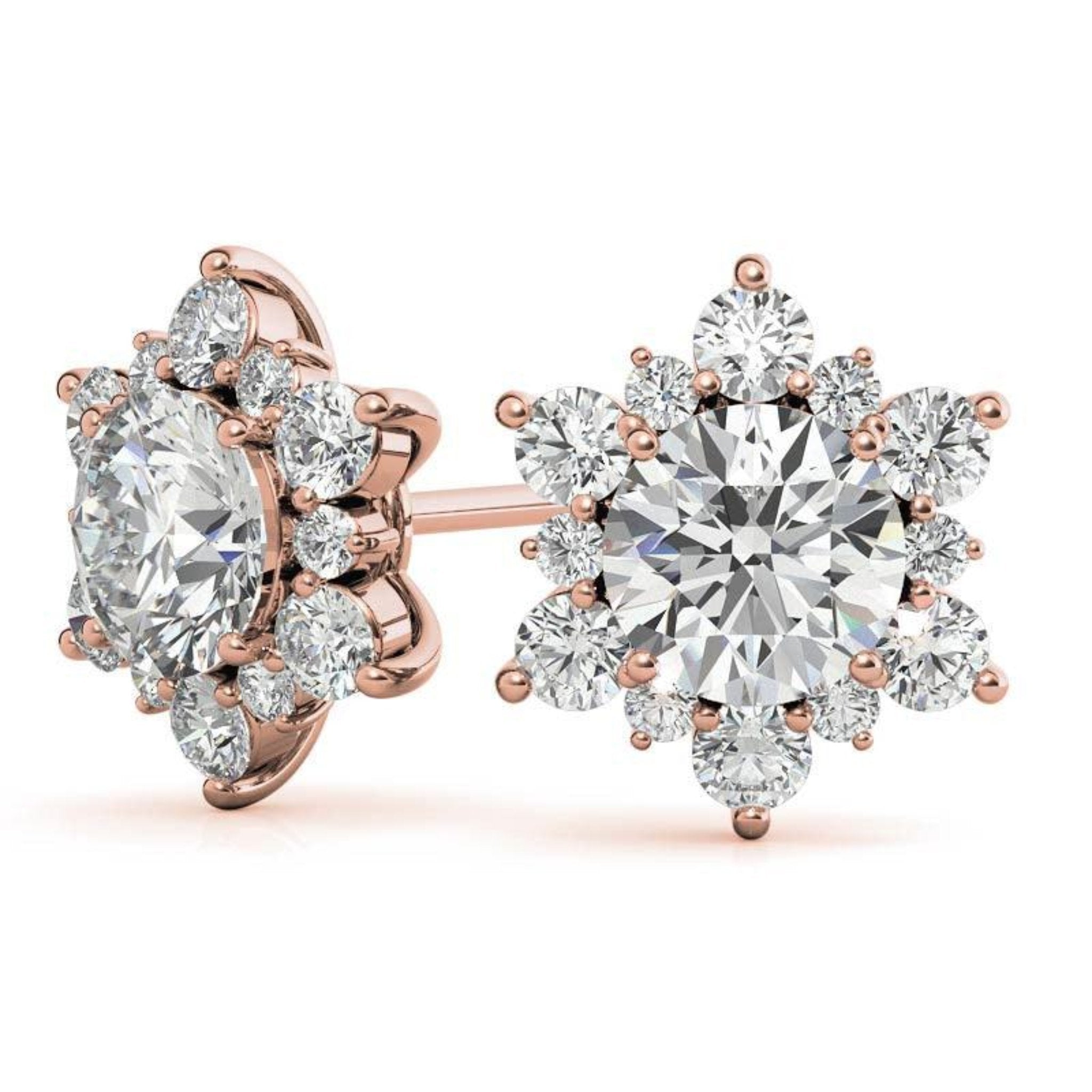 Dazzling Floral Snowflake Rose Gold Silver Diamond Simulant Earring For Woman