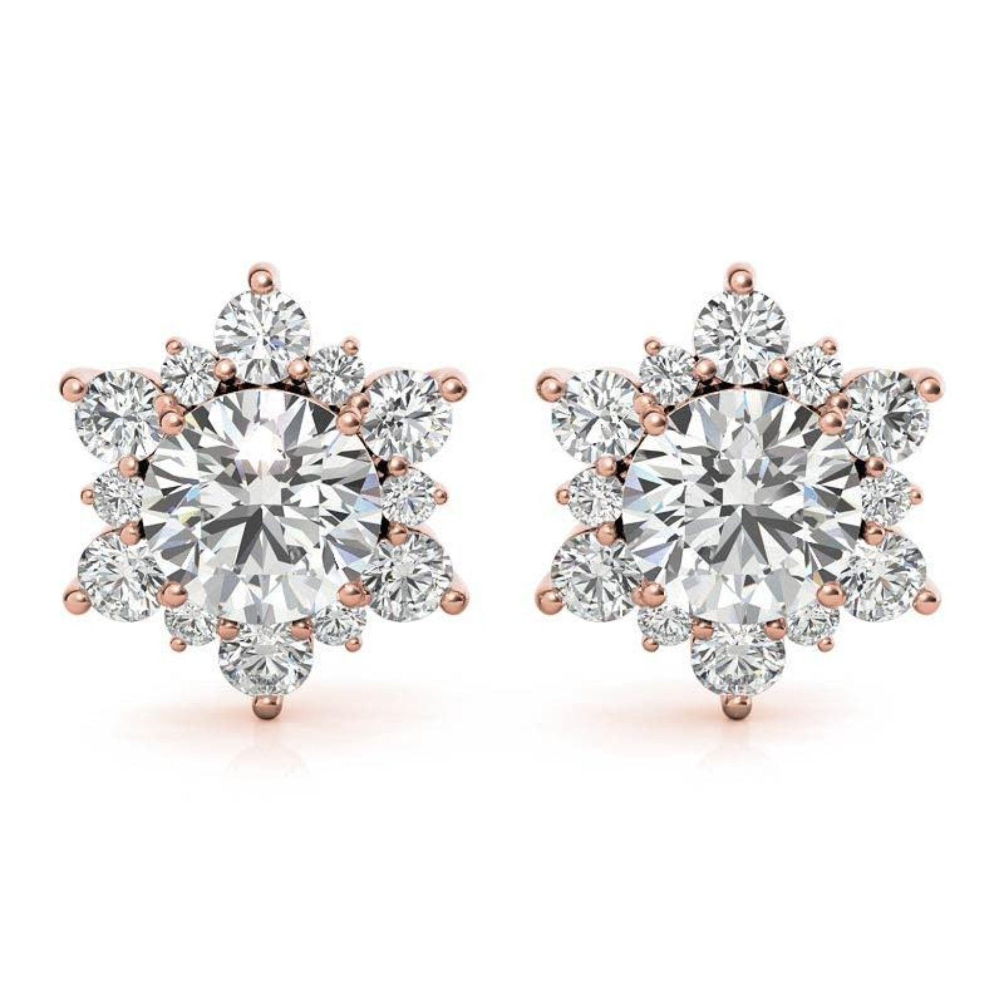 Dazzling Floral Snowflake Rose Gold Silver Diamond Simulant Earring For Woman