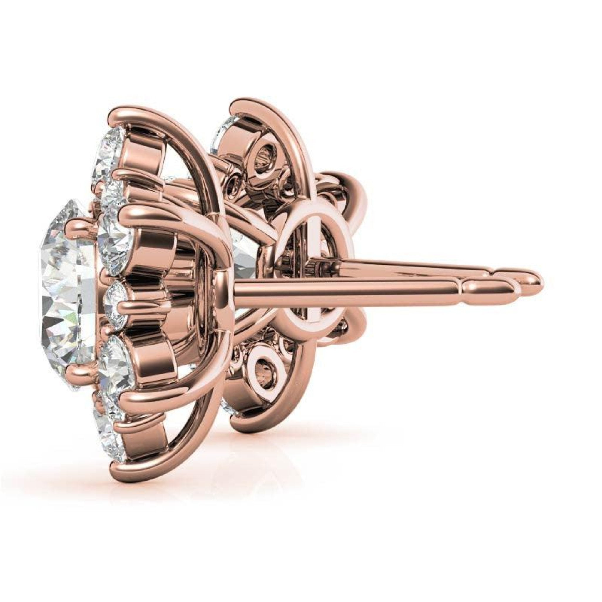 Dazzling Floral Snowflake Rose Gold Silver Diamond Simulant Earring For Woman