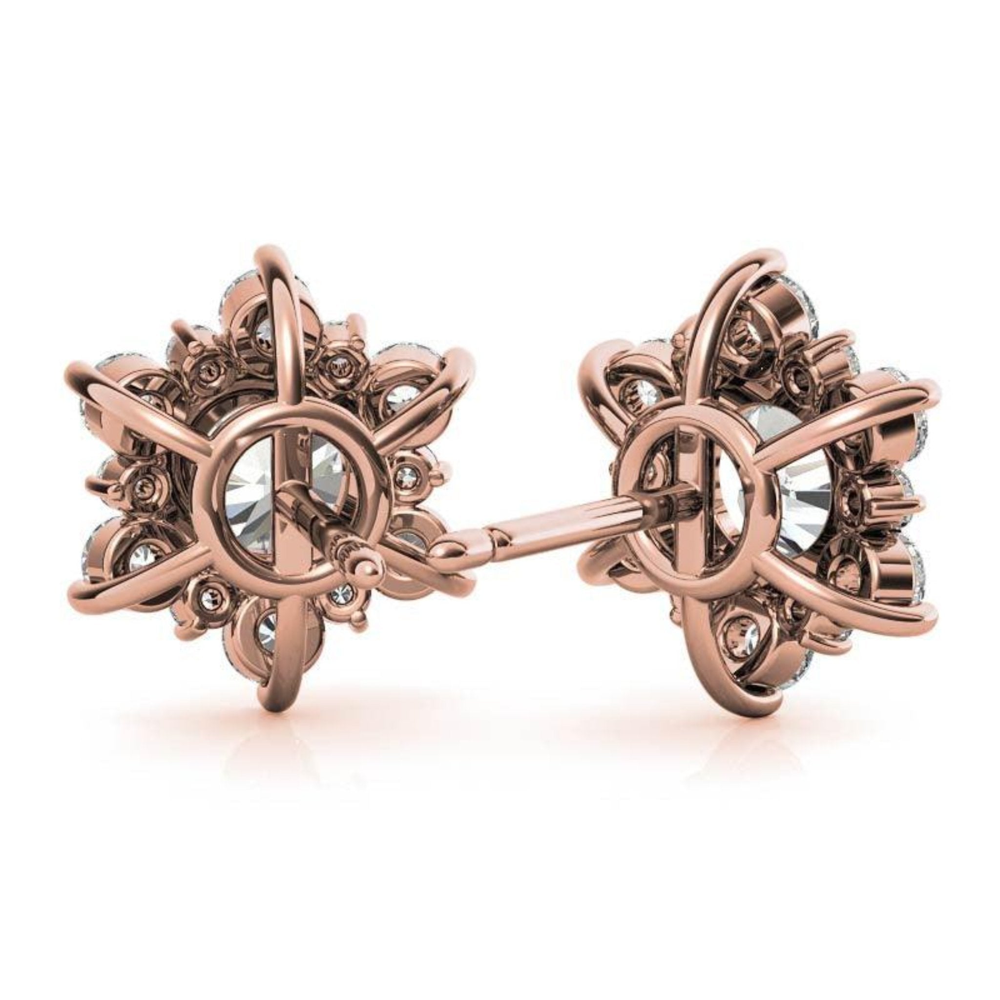 Dazzling Floral Snowflake Rose Gold Silver Diamond Simulant Earring For Woman