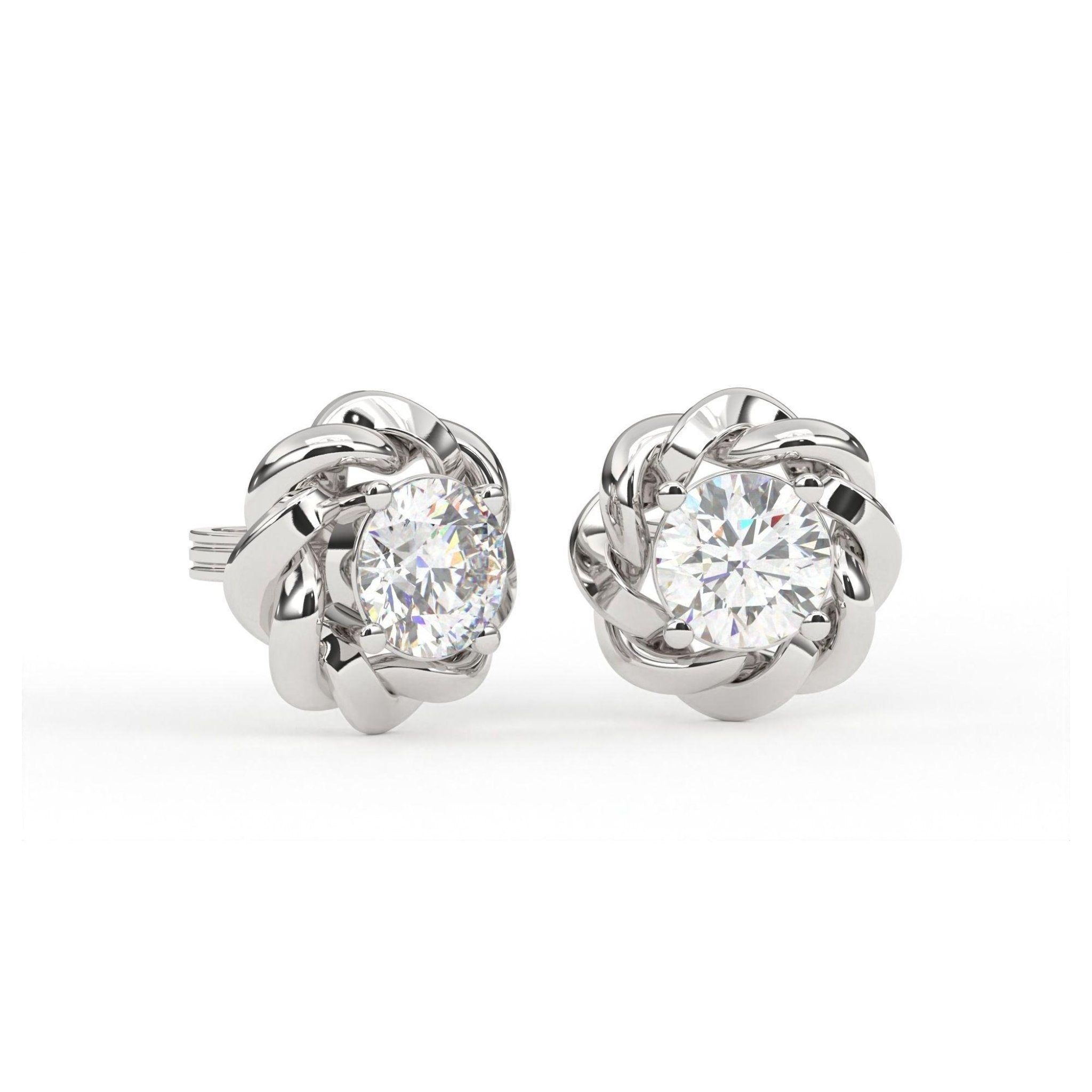 Delicate Floral Knot Silver White Gold Plated Earrings For Women