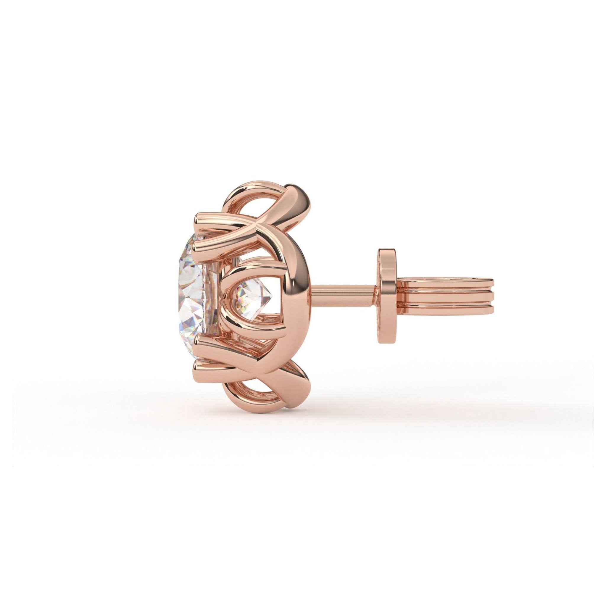 Floral Round Cut Diamond Silver Rose Gold Plated Earring For Women