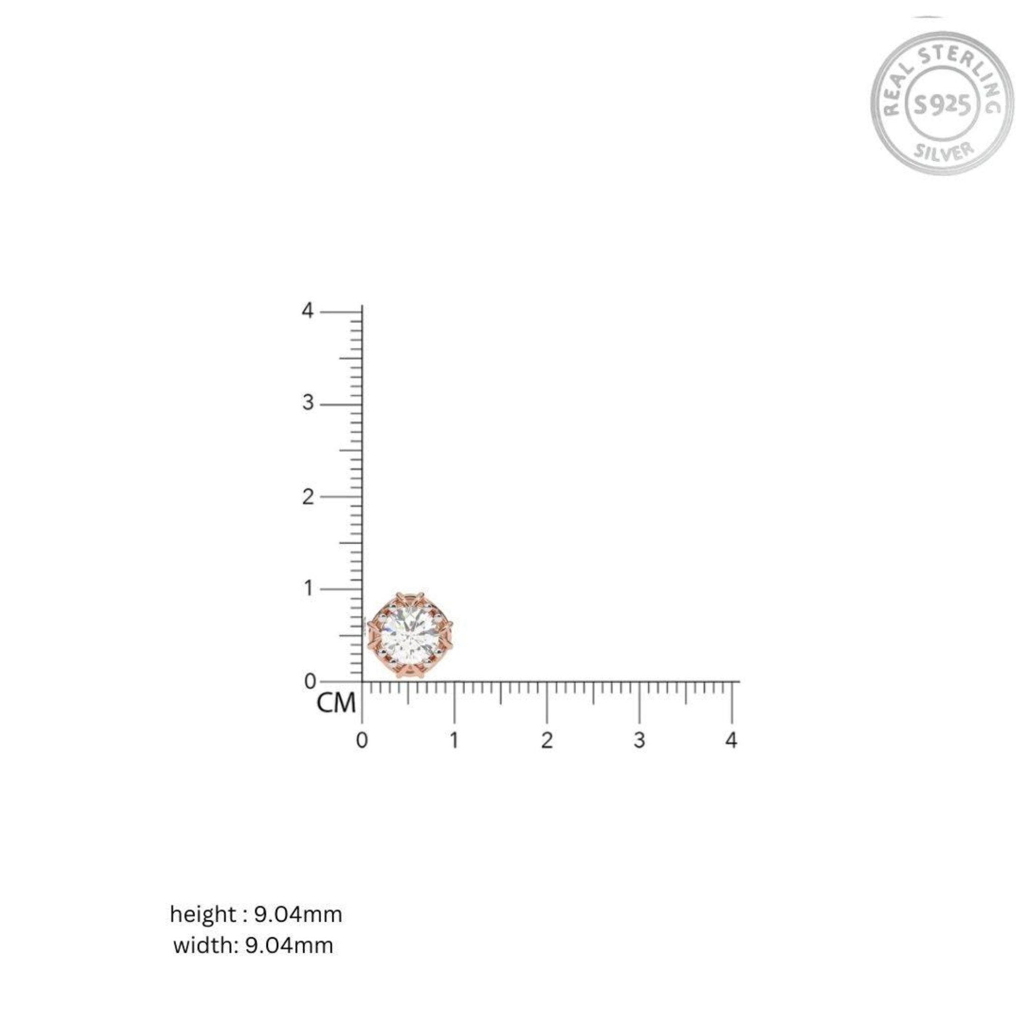 Floral Round Cut Diamond Silver Rose Gold Plated Earring For Women