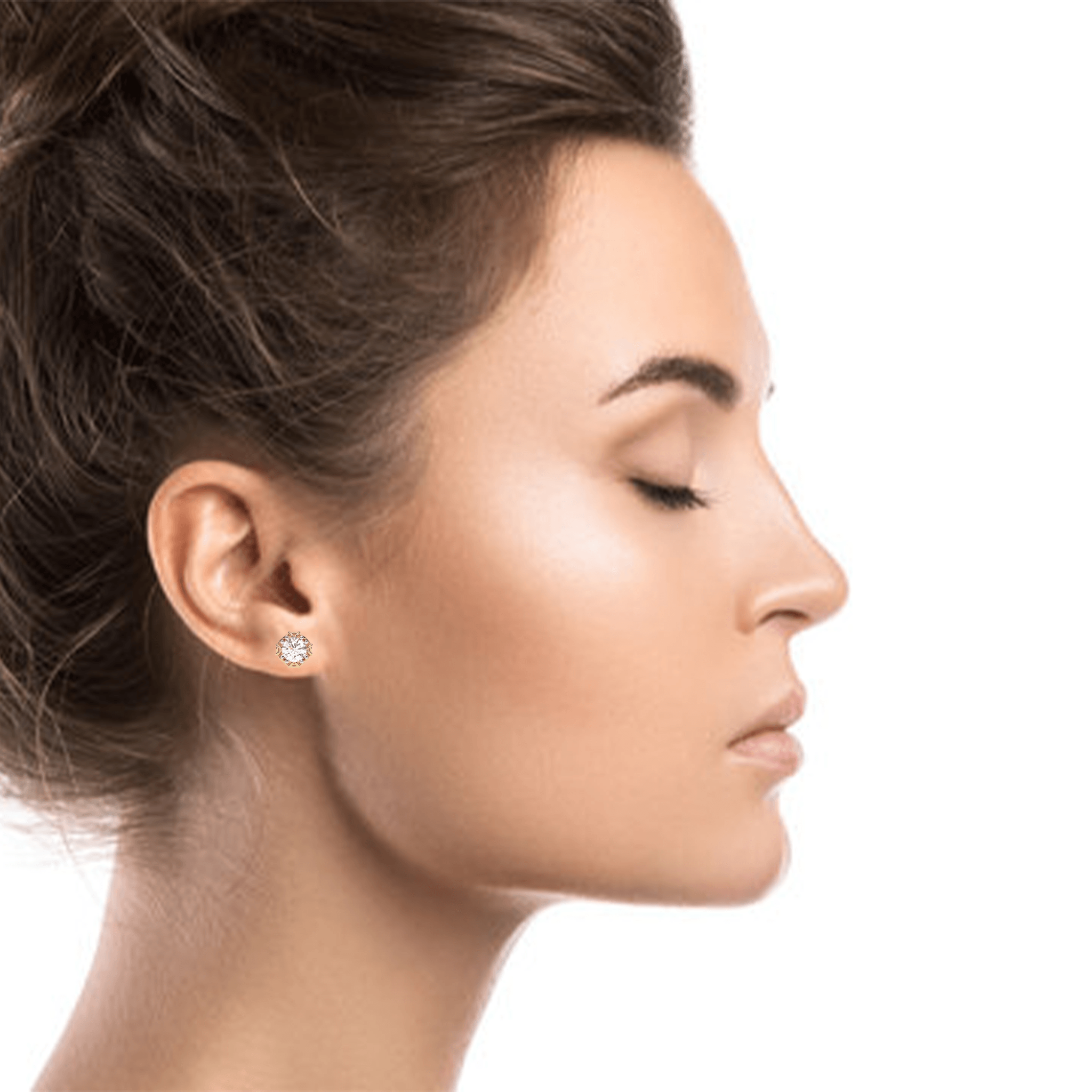 Floral Round Cut Diamond Silver Rose Gold Plated Earring For Women