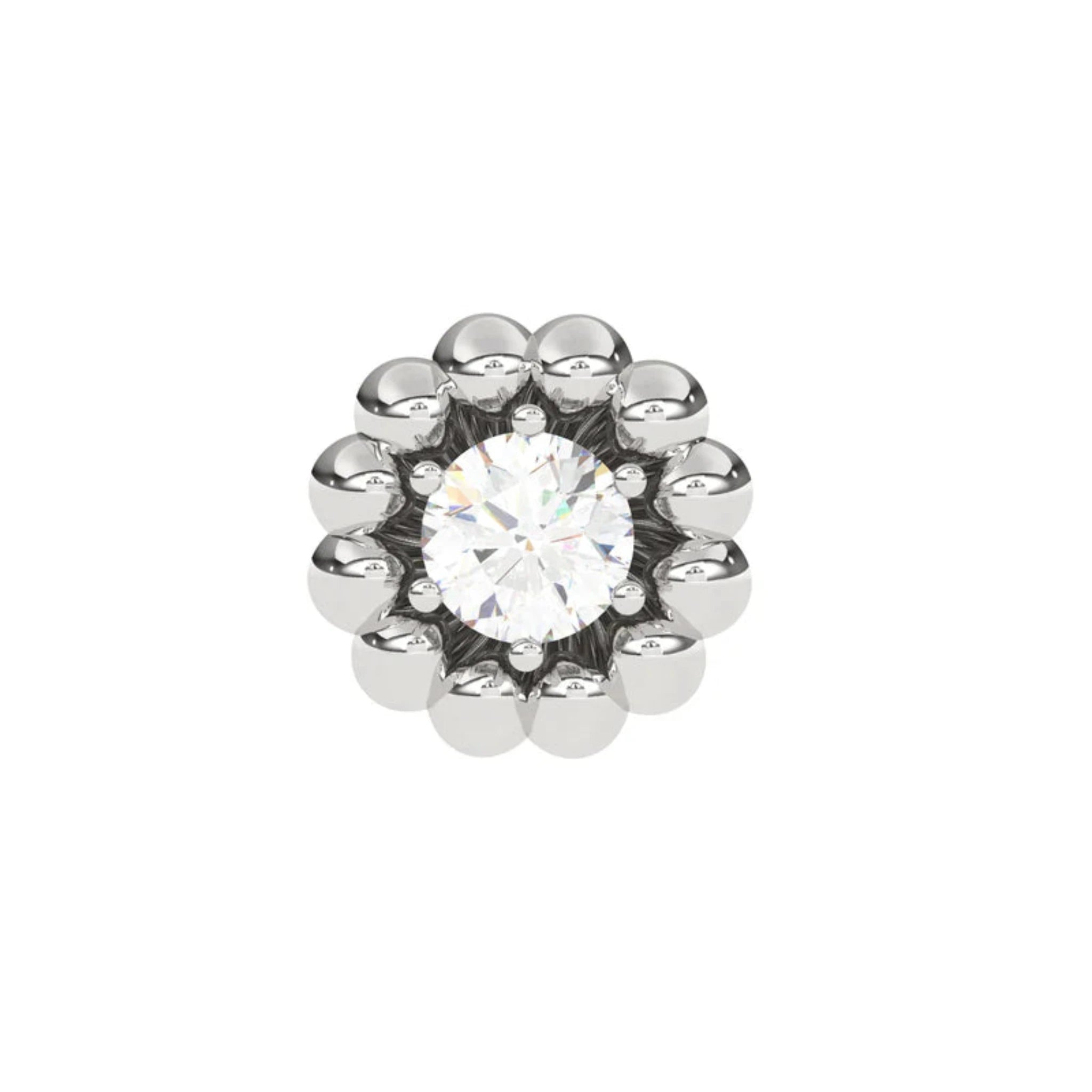 White Gold Adjustable Silver Diamond Flower Shaped Stud Earring For Woman