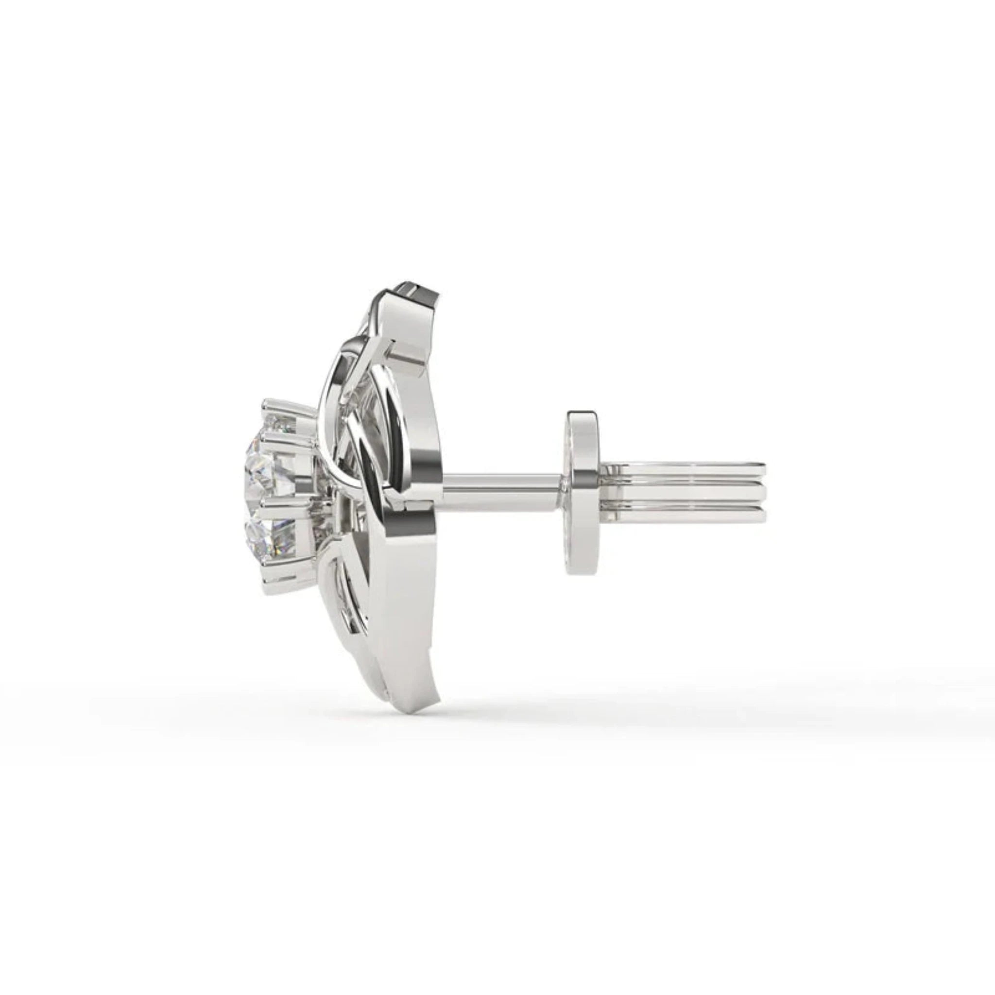 White Gold Adjustable Silver Blommer Stud Earring For Woman