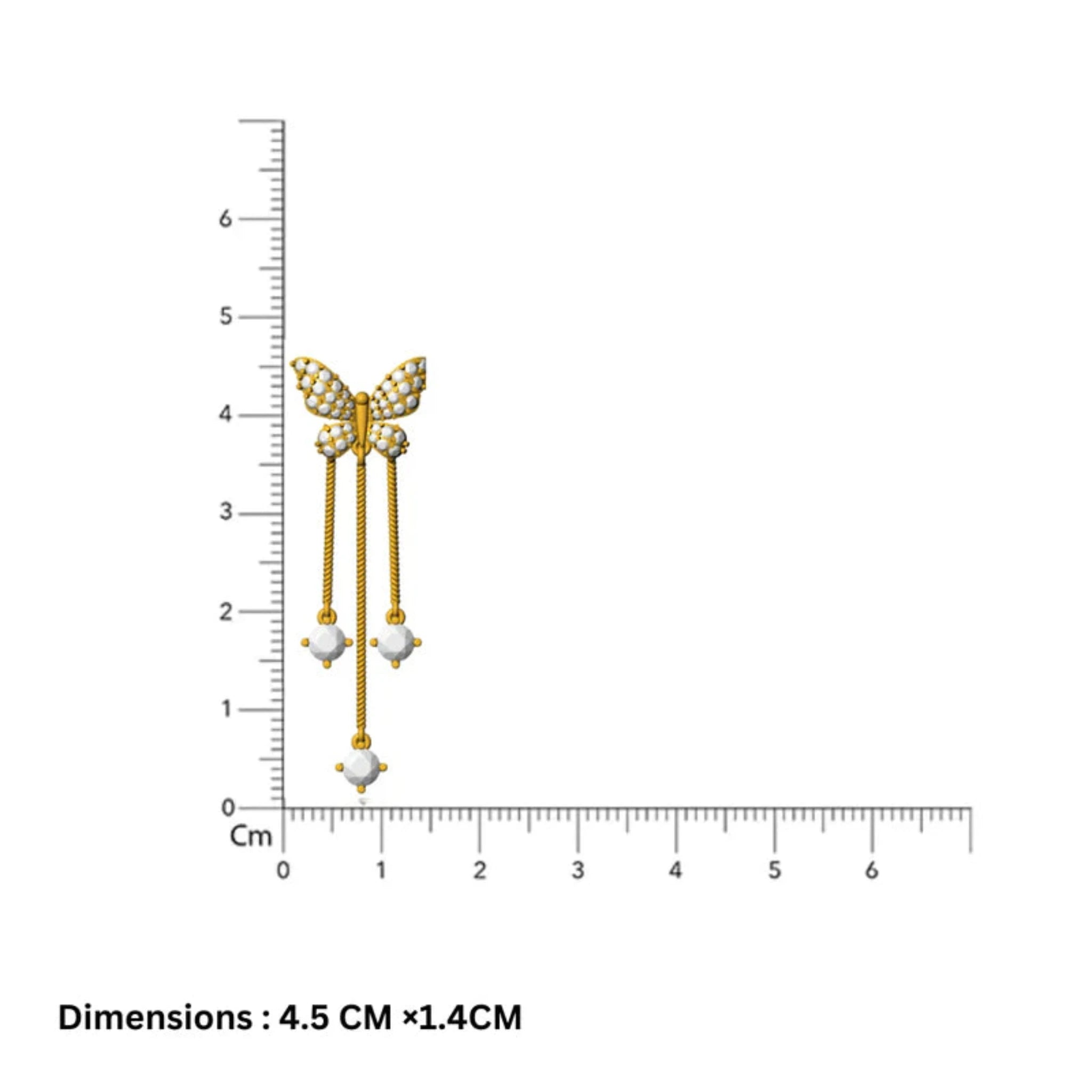 Silver Tassel Dangling Butterfly Long Chain Yellow Gold Earring For Woman