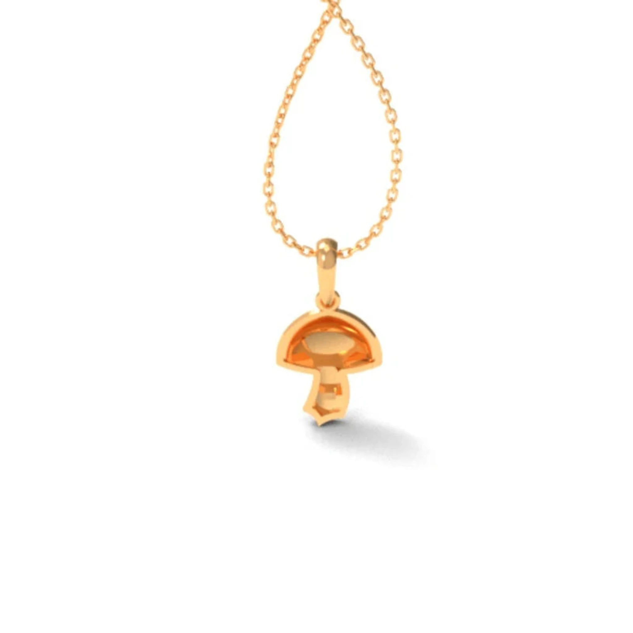 Silver Whimsical Green Enamel Mushroom Charm Yellow Gold Pendant For Kids