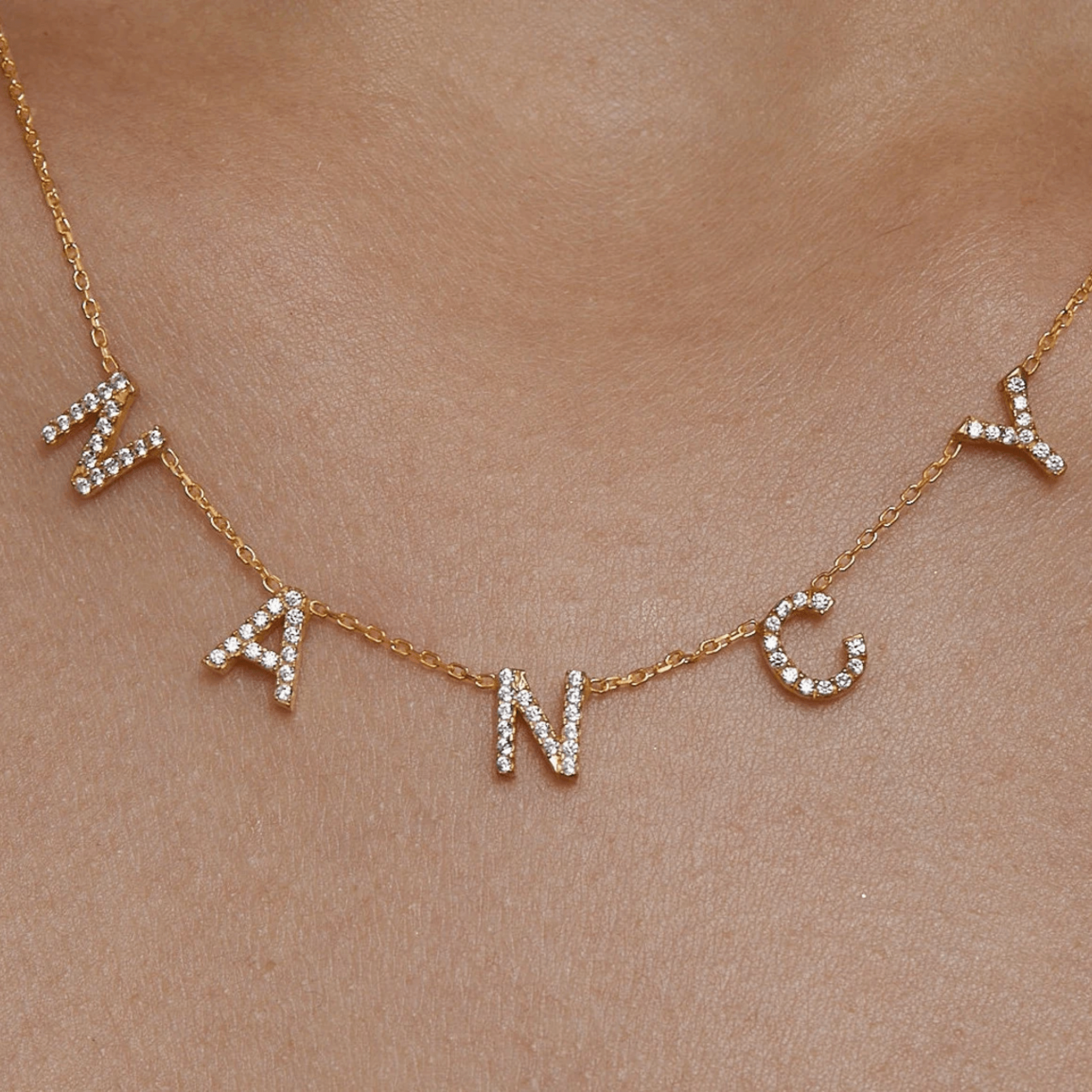Elegant Name Letter Adjustable Silver Yellow Gold Pendant For Women