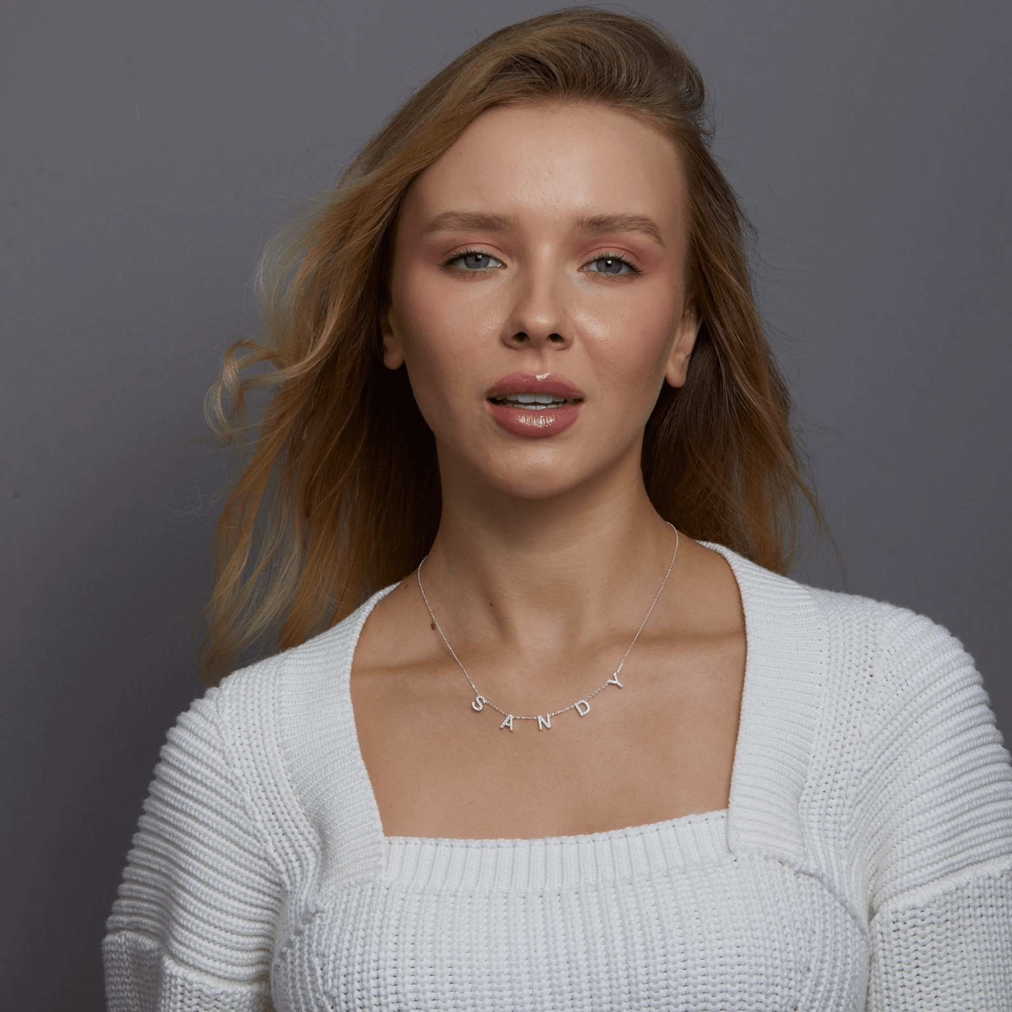 Elegant Name Letter Adjustable Silver White Gold Pendant For Women