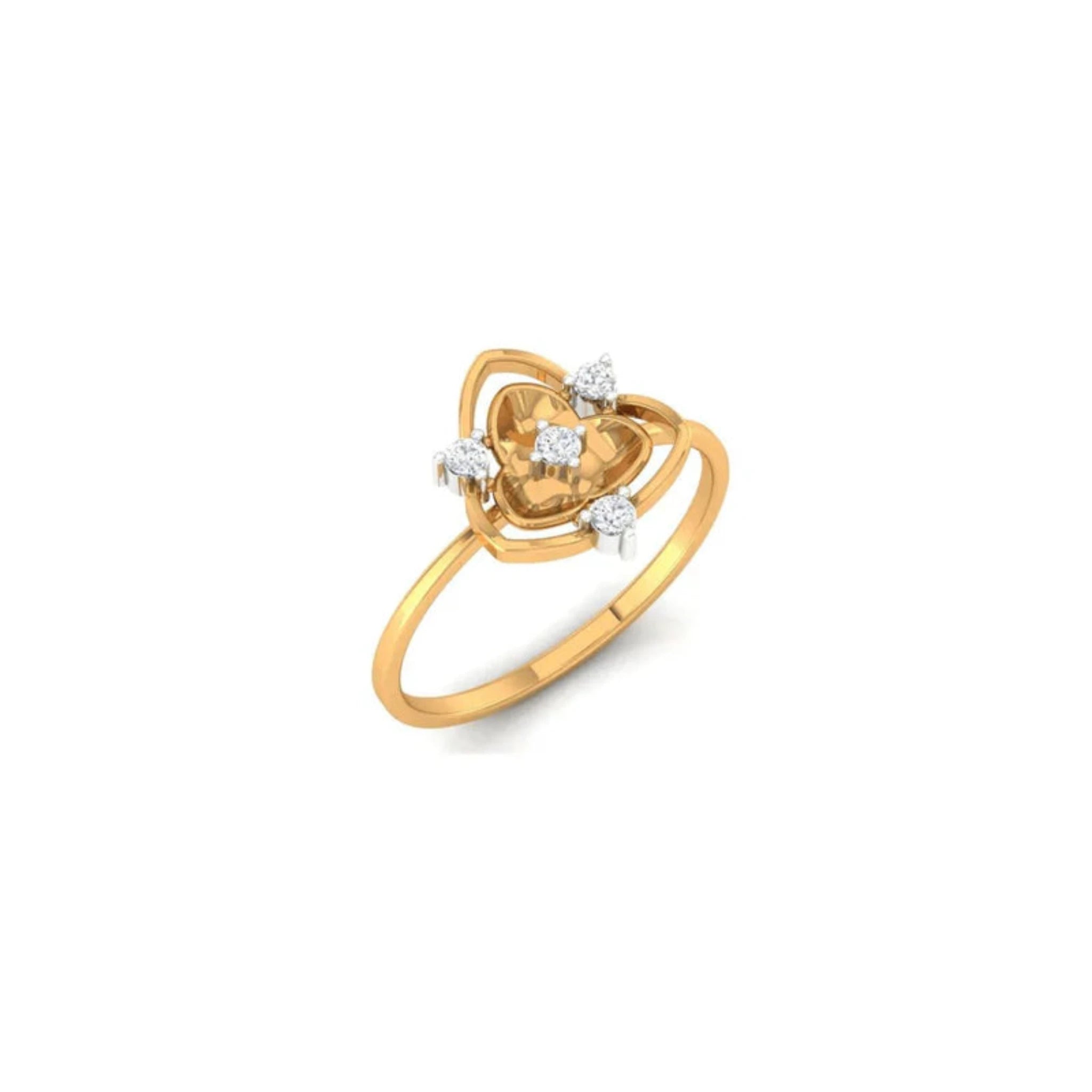 Silver Yellow Gold Adjustable Intricate Heart Floral Motif Diamond Accents Ring for Women