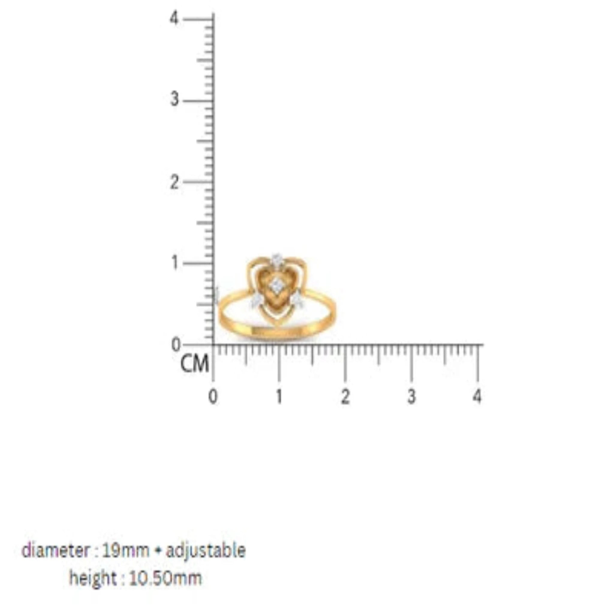 Silver Yellow Gold Adjustable Intricate Heart Floral Motif Diamond Accents Ring for Women